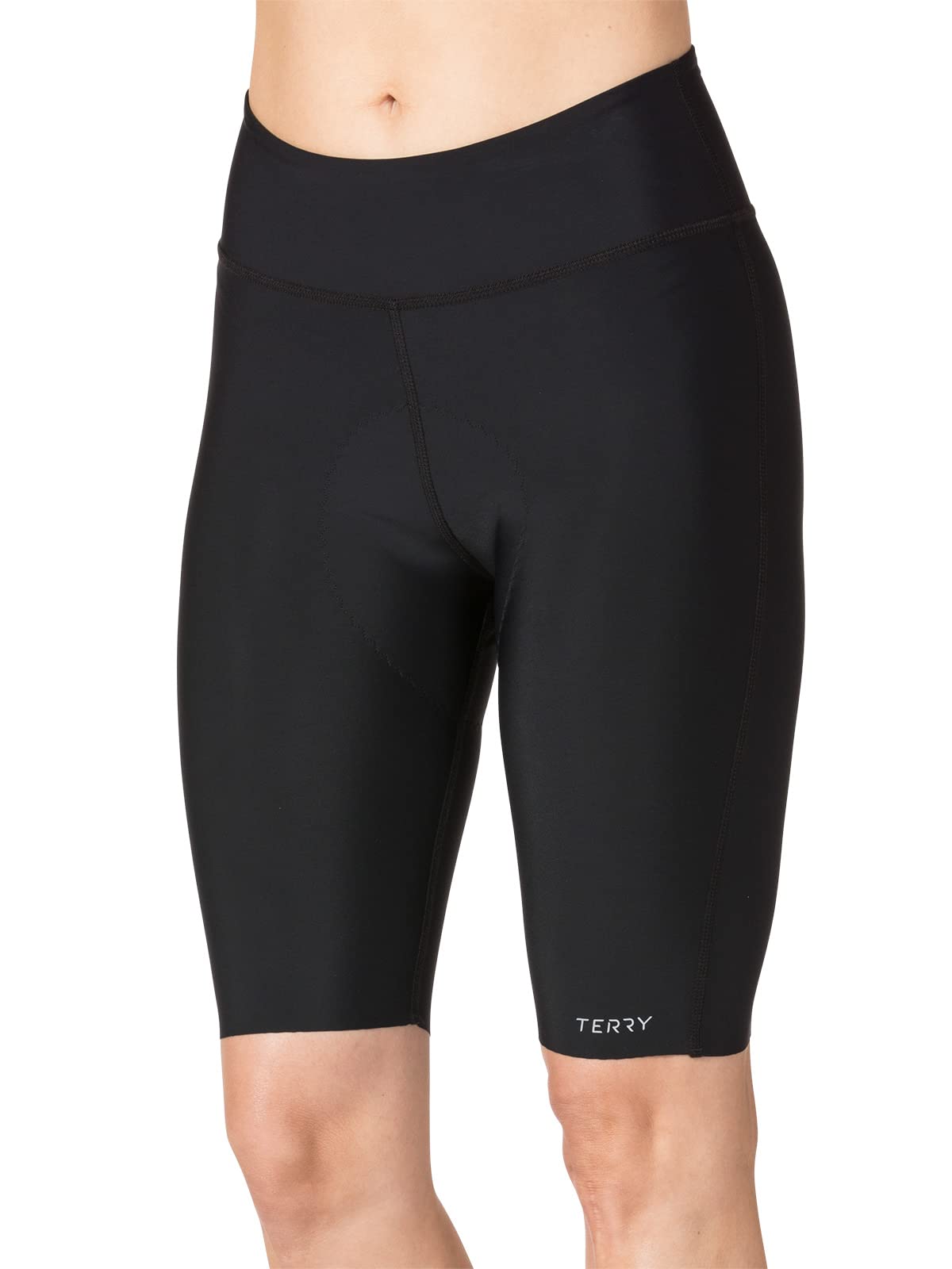 Terry Women's Chill 9 Inch Inseam Padded Compression Cycling Shorts - Seamless Leg Bands for Comfort - Perfect for Road Biking, Spinning & Indoor Cycling Workouts