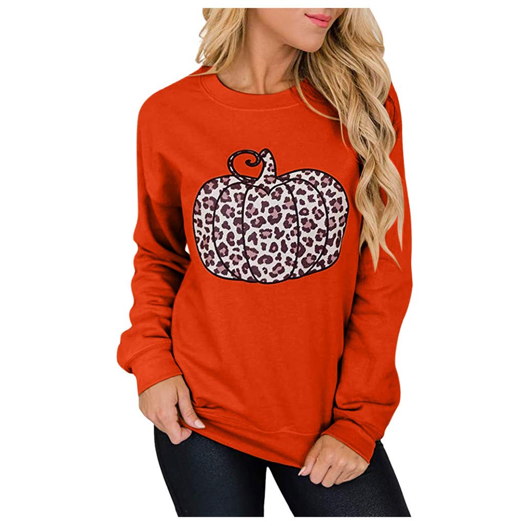Women's Tie Dye Printed Pullover Sweatshirt - Long Sleeve Round Neck Loose Casual Top in Orange, Perfect for Fall Layering and Cozy Outings