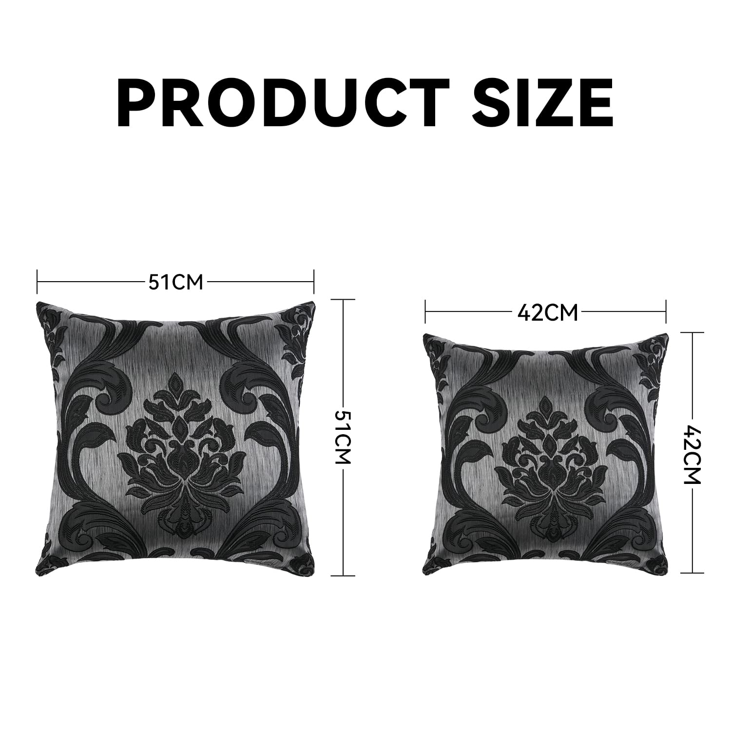 NAPEARL Jacquard Throw Pillow Covers Set of 2 - 20x20 Inch Decorative Cushion Covers for Sofa, Couch, Bed - Elegant Black Pillowcases for Living Room, Bedroom & Home Decor - Perfect for Cozy Nights and Stylish Interior Design