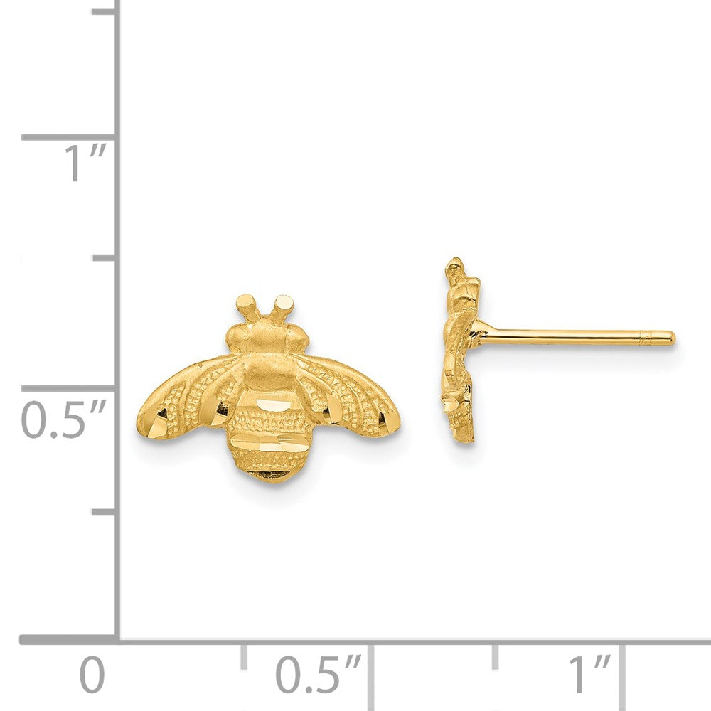 Gold Diamond Cut Bee Post Earrings TF1551 - Elegant Stud Earrings for Women, Perfect for Daily Wear, Parties & Special Occasions