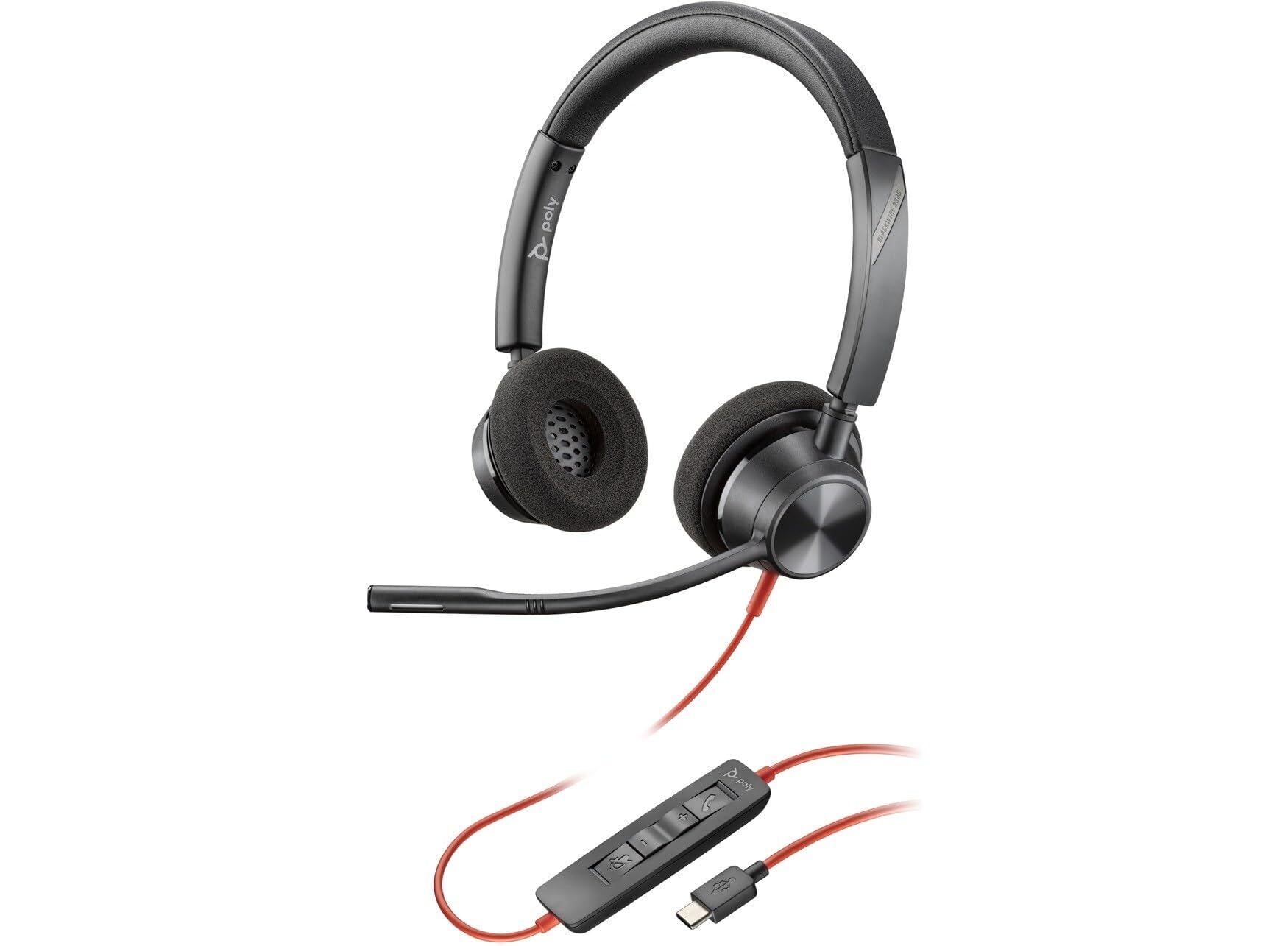 Plantronics Blackwire 3320 USB-A Stereo Wired Headset with Boom Mic - Noise Cancelling for PC, Mac & Cell Phone - Compatible with Teams, Zoom, Skype - Perfect for Remote Work, Online Classes & Call Centers