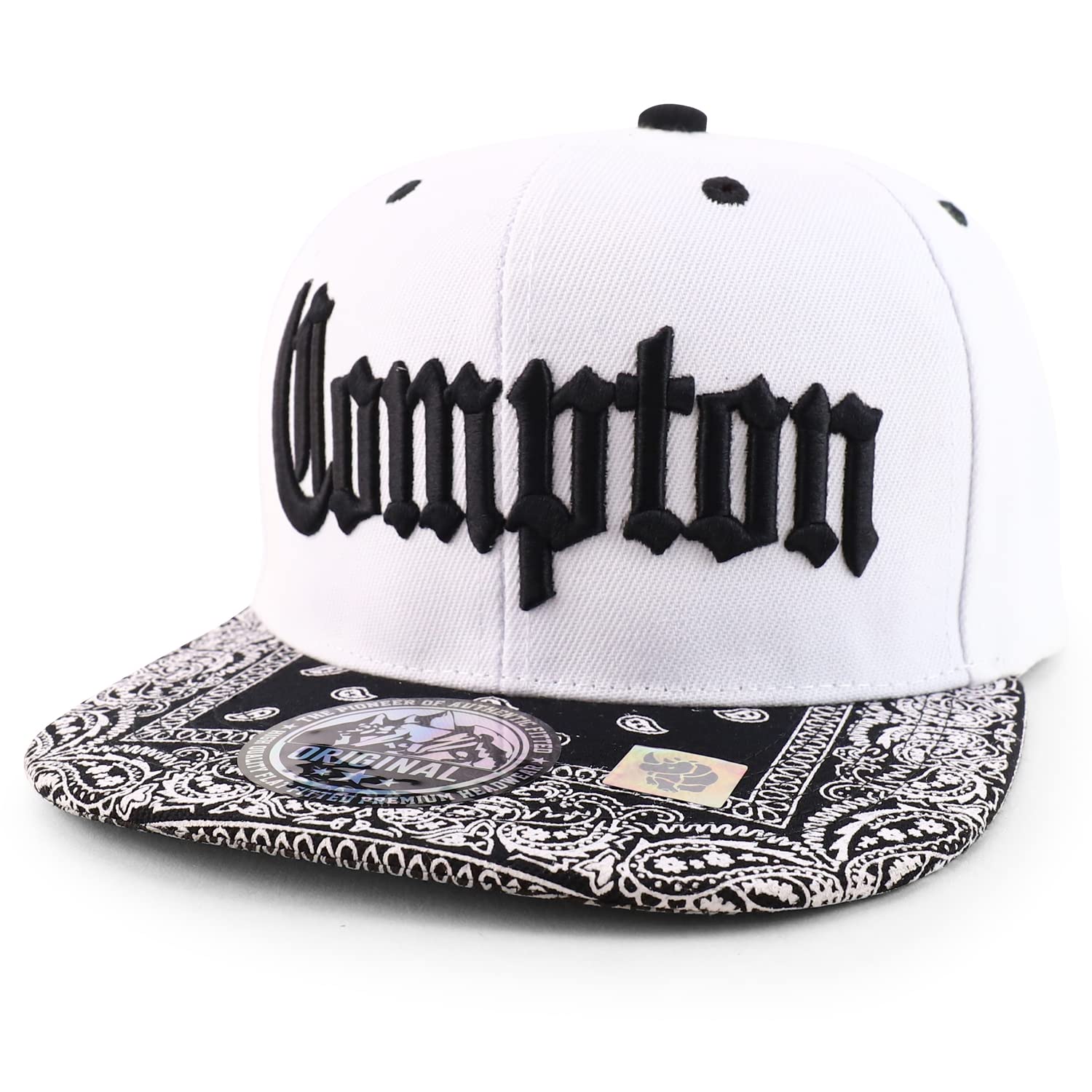 Trendy Old English Font Embroidered Bandana Flatbill Cap - Hip Hop Streetwear Fashion for Men & Women | Perfect for Concerts, Street Style and Urban Outfits