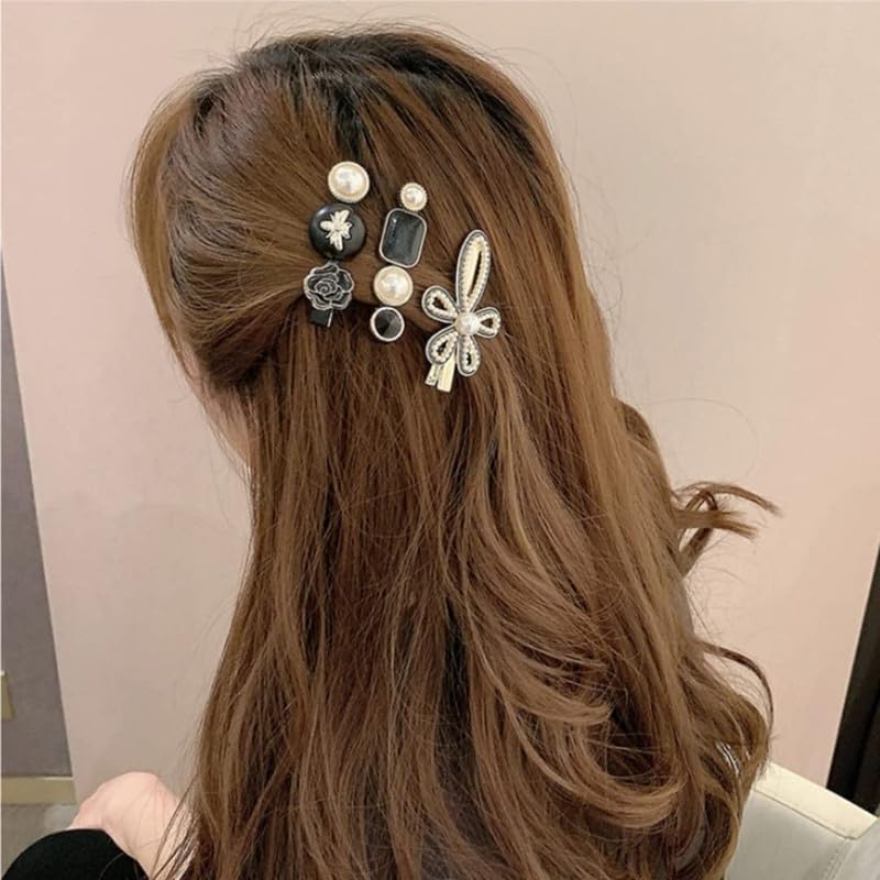 Korean Fashion Pearl Rhinestone Metal Hair Clips - Elegant Hair Accessories for Women & Girls (Pack of 11) - Perfect for Weddings, Parties & Daily Styling