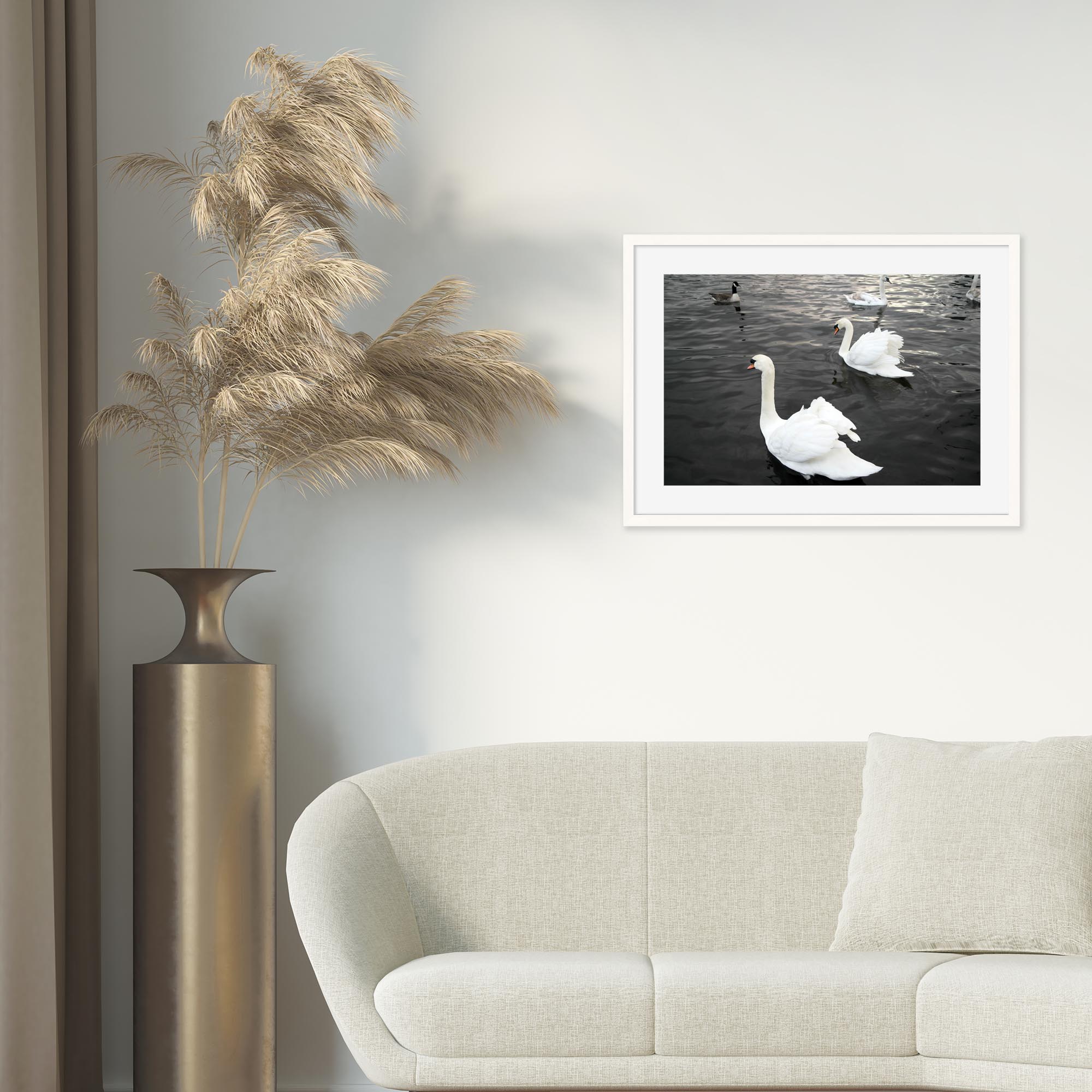 Swan Lake Ballet Framed Wall Art - Elegant Ballet Dancer Painting for Living Room, Bedroom & Office Decor