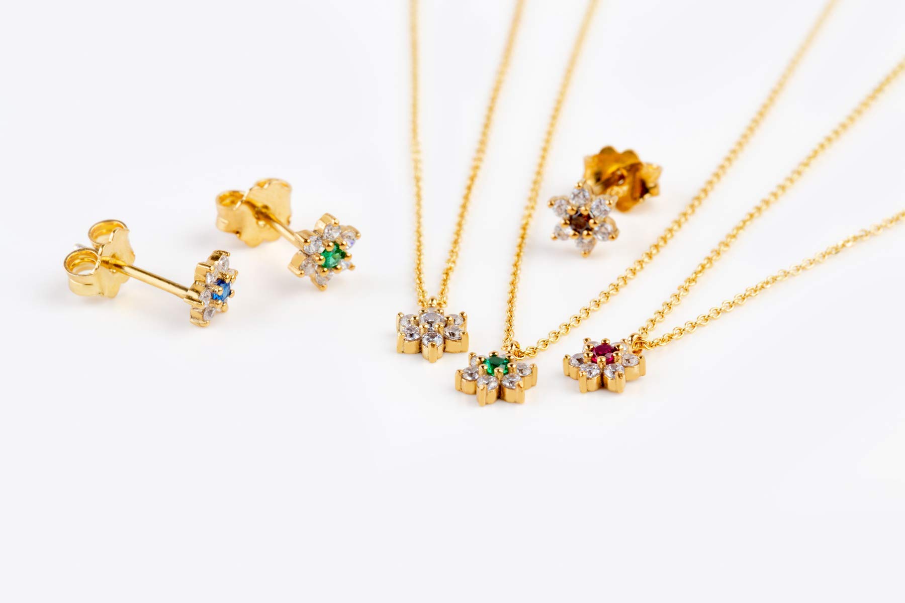 Elegant Diamond Flower Necklace - Ruby, Emerald, Sapphire Gemstone Jewelry for Women | Perfect for Weddings, Parties & Gifts