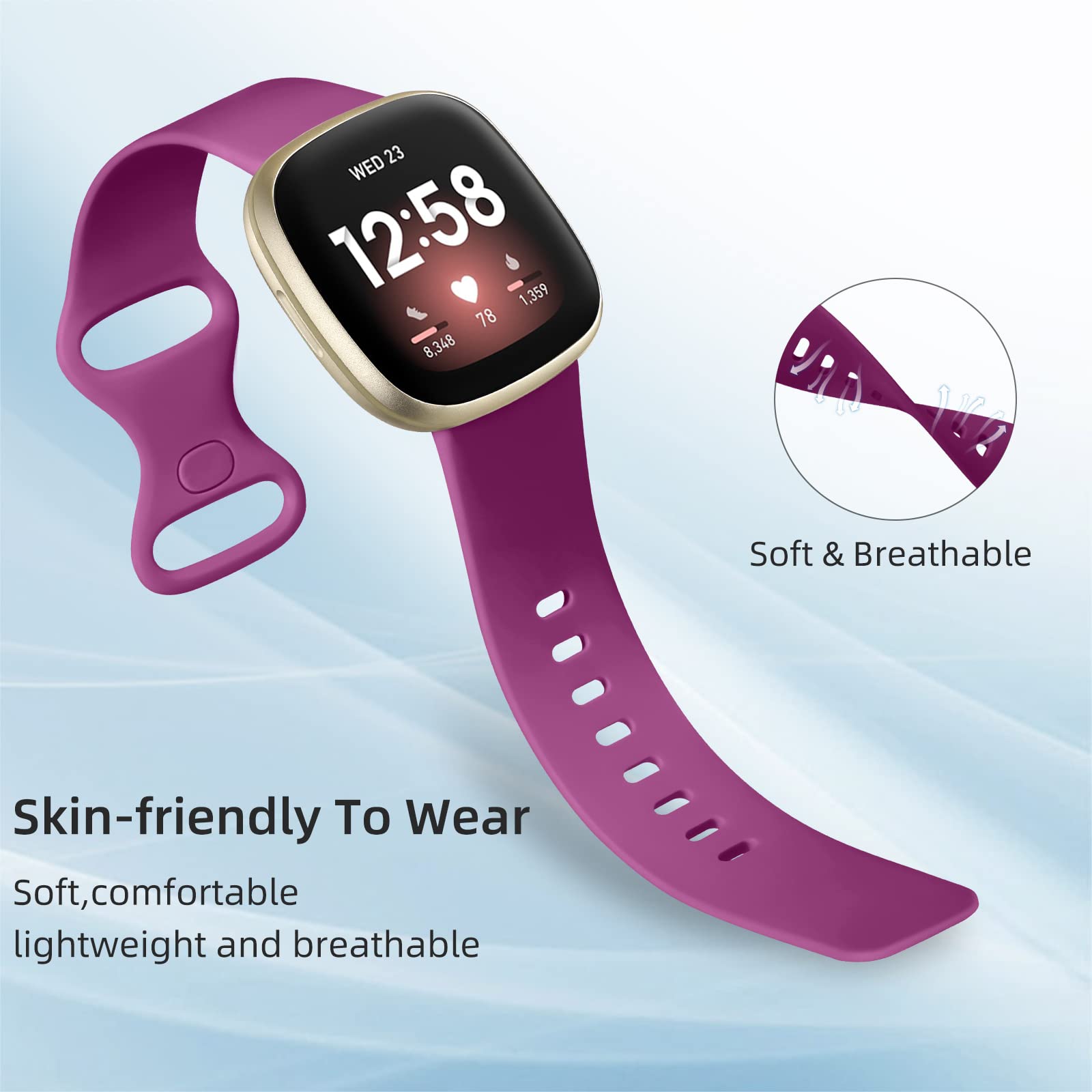 Odbeai Replacement Bands Compatible with Fitbit Sense/Sense 2/Versa 3/Versa 4 - Soft Sport Wristbands for Women & Men - Smartwatch Accessories for Fitness Tracking & Daily Wear