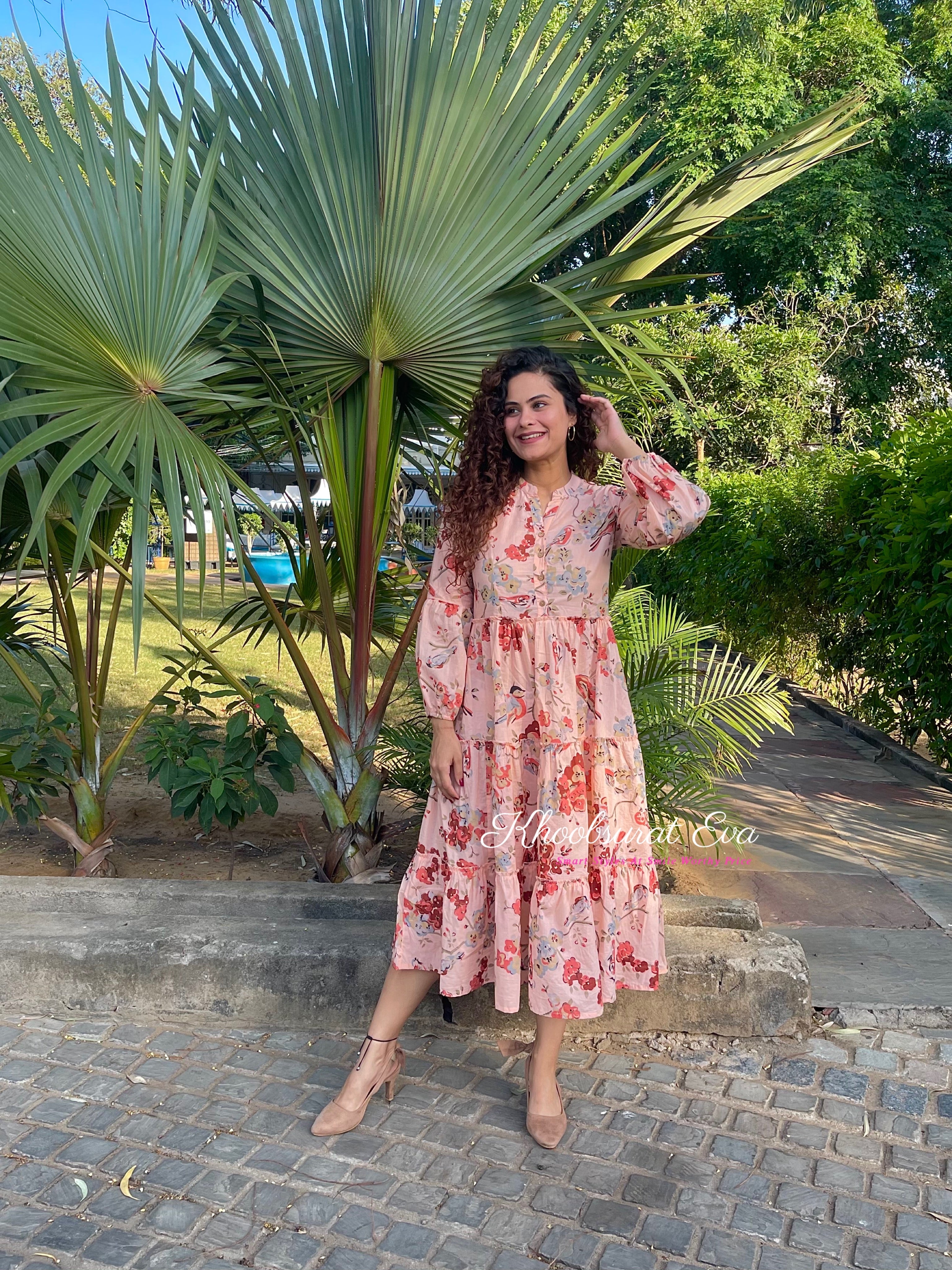 Elegant Peach Flare Long Maxi Dress for Women - Summer Boho Beach Wedding Party Dress - Perfect for Vacations, Dates & Outdoor Events