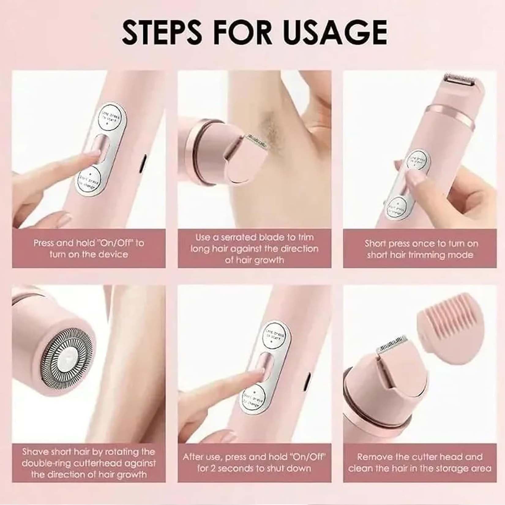 2025 New 2-in-1 Electric Lady Shaver for Women - Dual Head Rechargeable Waterproof Bikini & Body Hair Trimmer - Purple | Painless Hair Removal for Legs, Underarms & Pubic Area | Perfect for Travel & Home Use