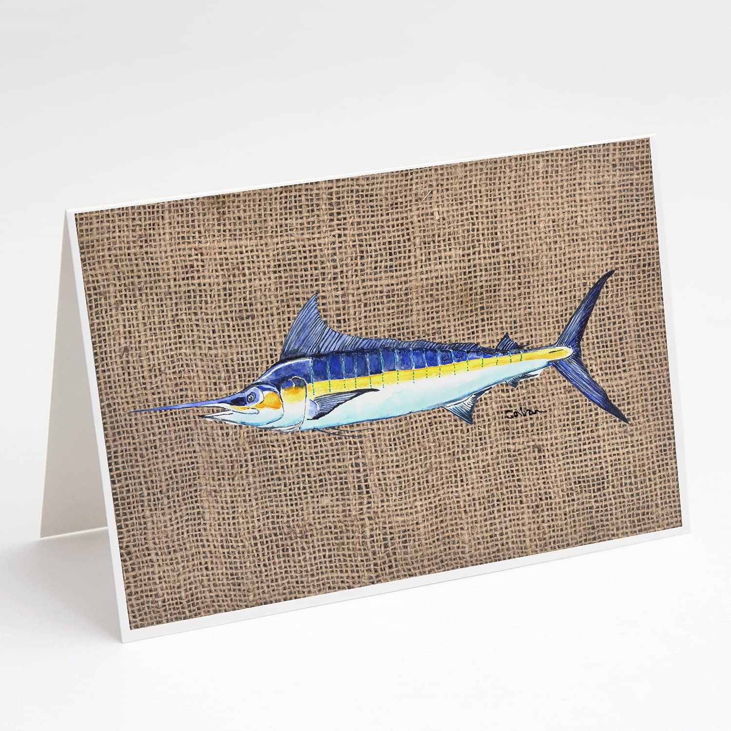 Caroline's Treasures 8773GCA7P Marlin Fish Greeting Cards - Pack of 8 Blank A7 Size (5x7) Note Cards with Envelopes | Whimsical Ocean Theme for Birthday, Thank You & Holiday Cards | Perfect for Beach Lovers & Marine Life Enthusiasts
