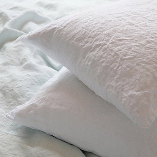 Premium Optical White Washed Cotton Pillowcase Set - Soft & Breathable Bed Linen for Side Sleepers, Hotel Style Luxury Bedding - Perfect for Master Bedroom, Guest Room & Airbnb