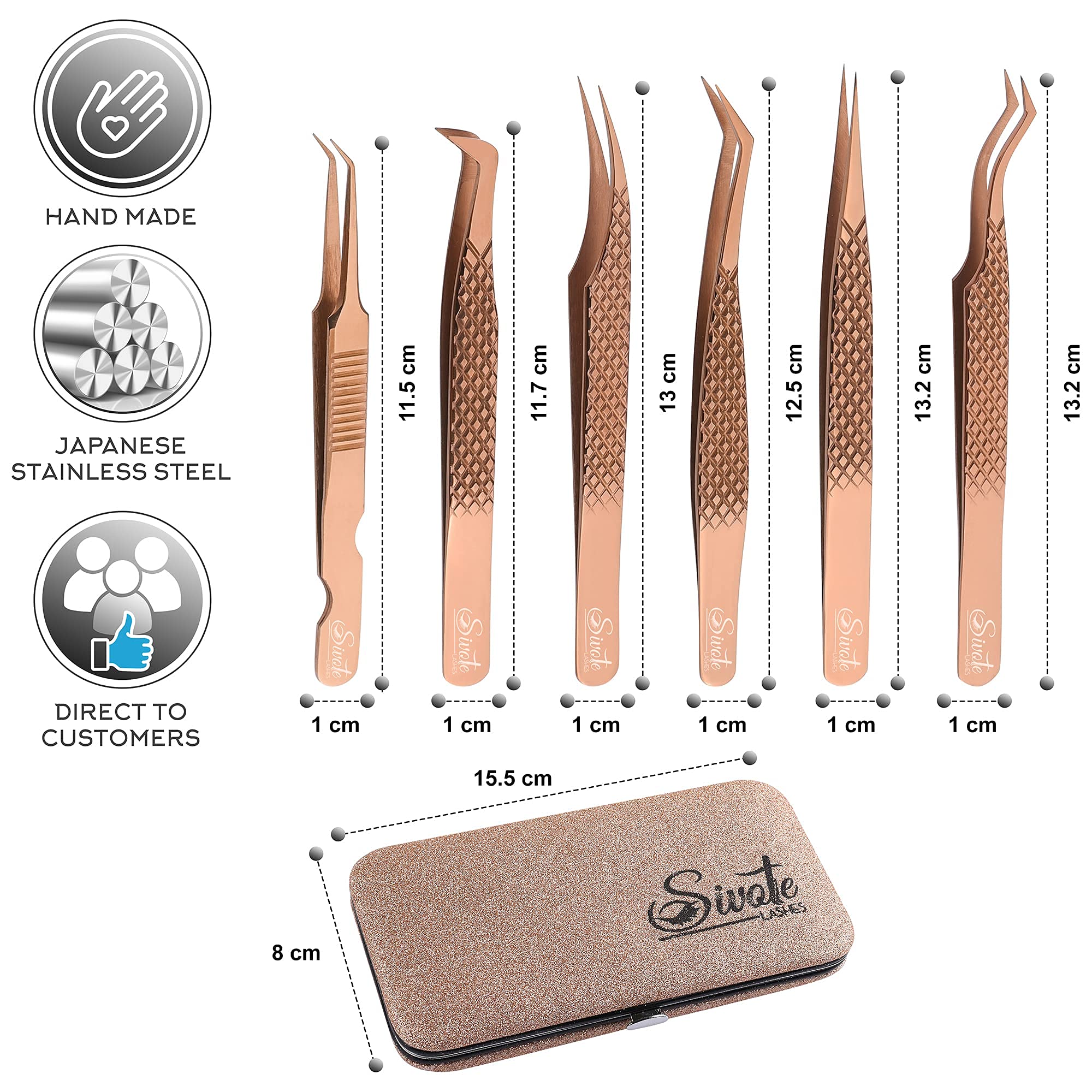 Professional Eyelash Tweezers with Upgraded Design & Lash Mirror - Perfect for Eyelash Extensions, False Lashes Application, and Salon Professionals