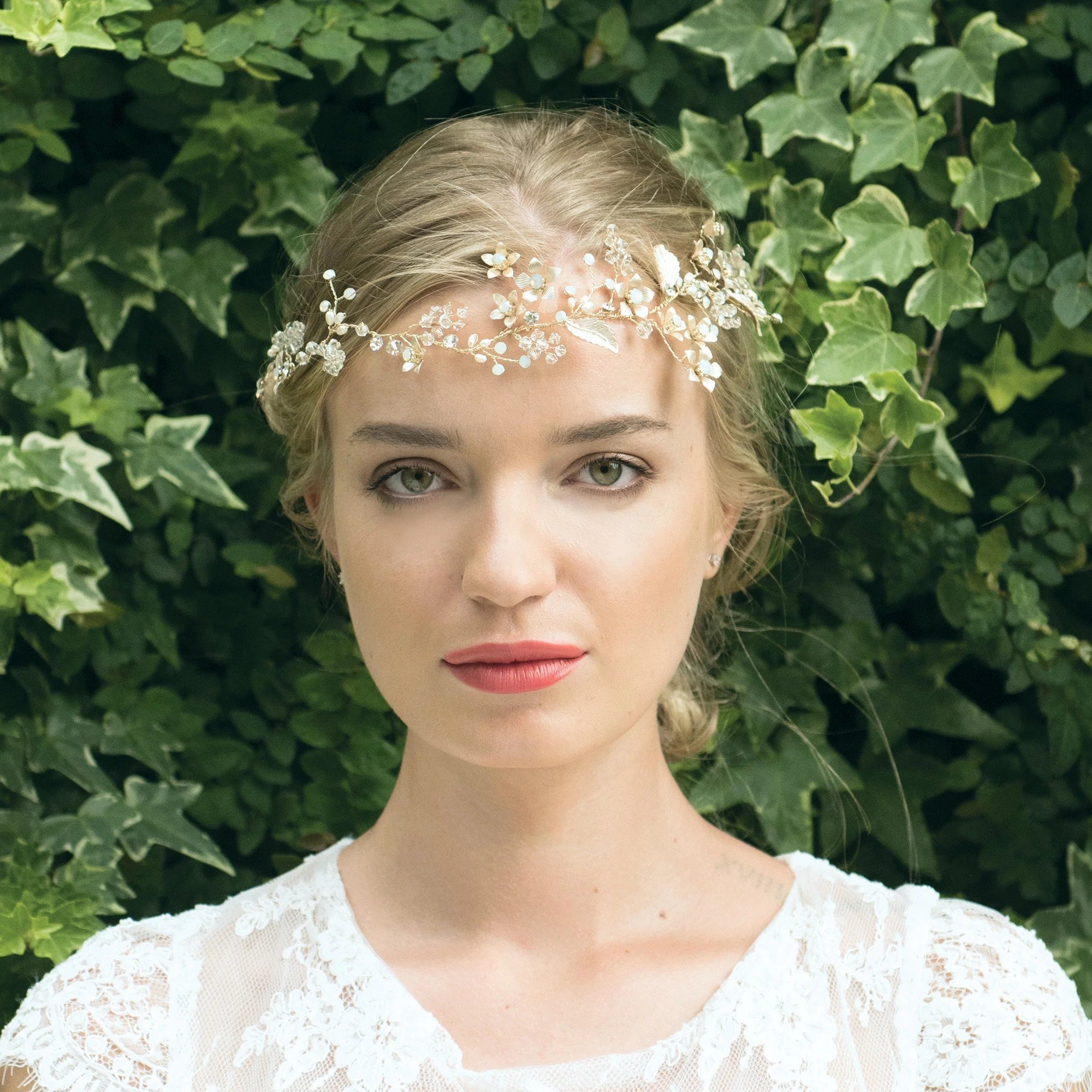 Ivory & Co Gold Bridal Hair Vine with Summer Rose Design - Perfect for Weddings, Prom, and Formal Events