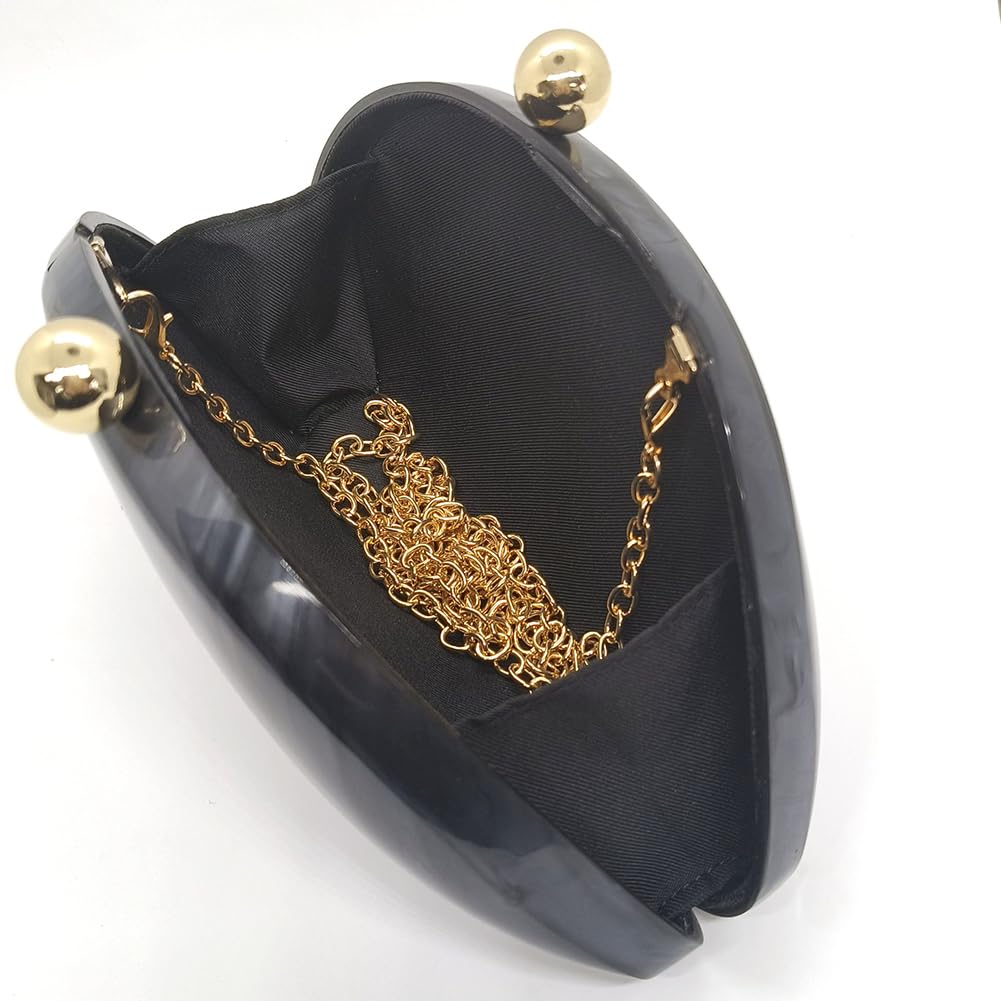 Luxury Acrylic Shell Shaped Clutch Purse for Women - Elegant Marble Glitter Evening Handbag for Wedding, Cocktail Party, Prom & Special Occasions | Perfect for Date Night, Bridal Accessories & Formal Events