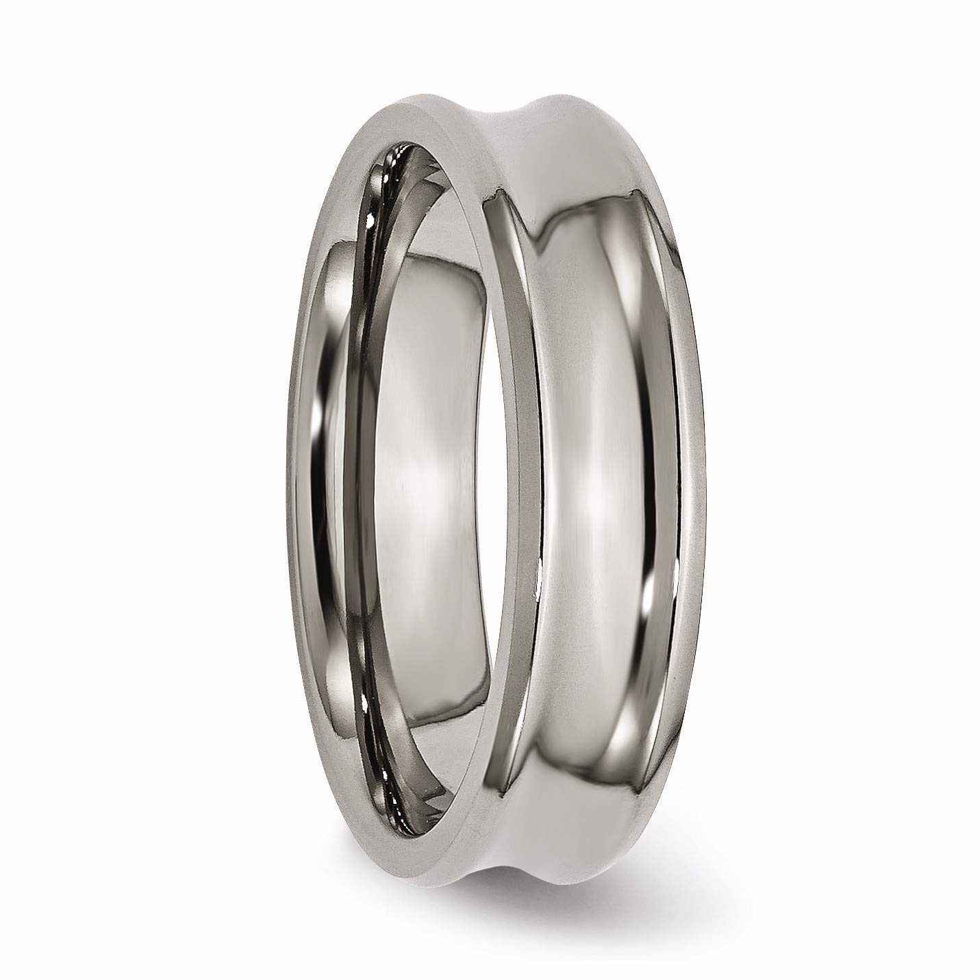 Black Titanium 6mm Polished Beveled Edge Band Ring for Men