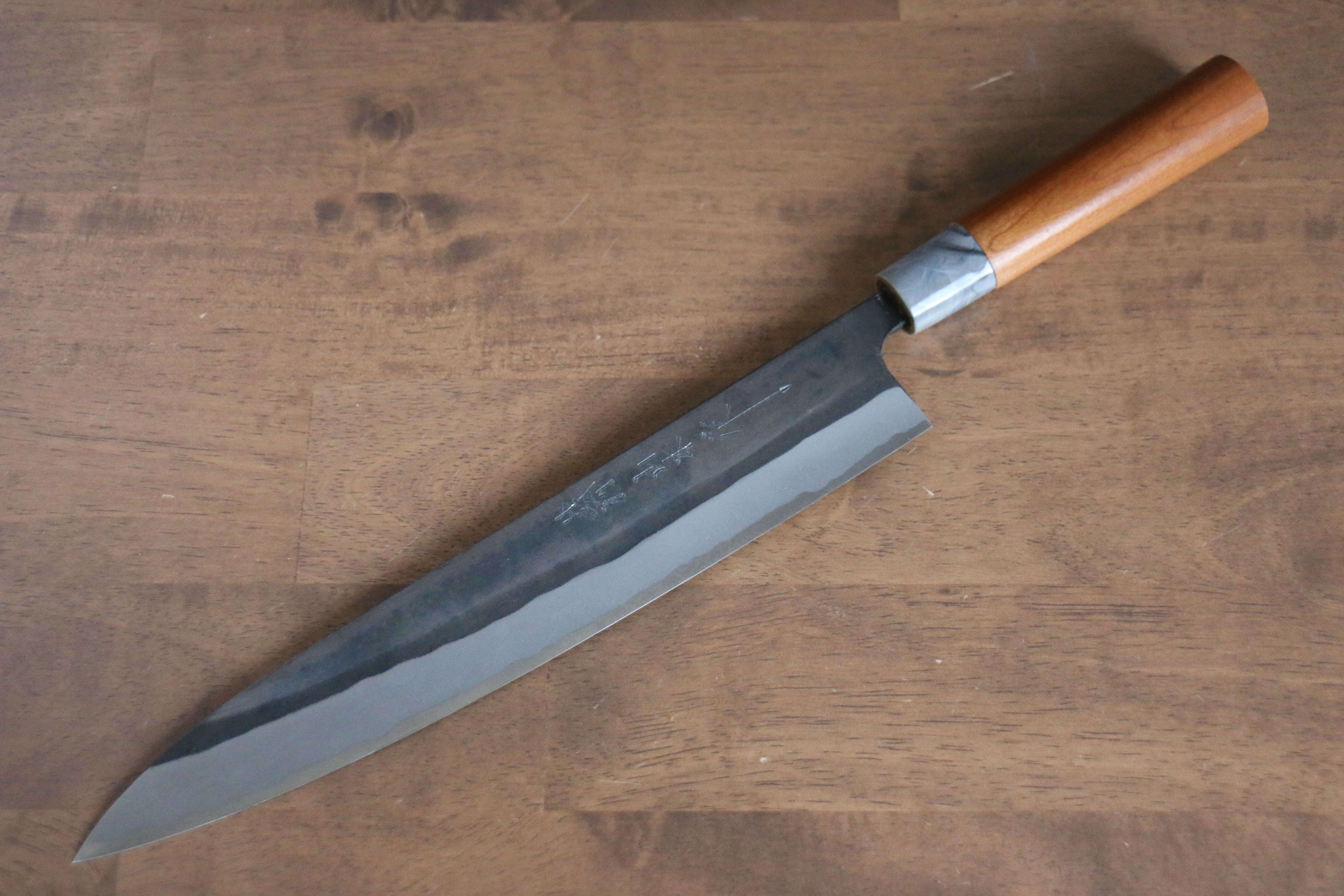 Premium Nao Yamamoto White Steel No.2 Kurouchi Sujihiki 270mm Slicing Knife - Cherry Blossom Wood Handle - Japanese Chef Knife for Sushi, Meat & Delicate Cutting