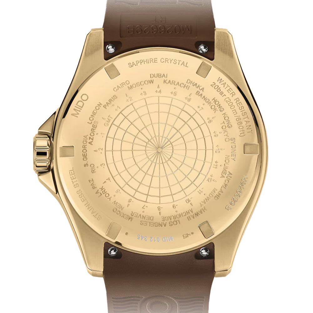 Ocean Star GMT Yellow Gold PVD 44mm Men's Watch with Black Dial & Rubber Strap - Perfect for Travel, Business & Luxury Fashion