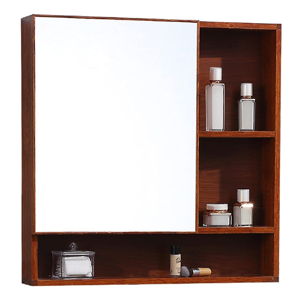 Red Aluminum Bathroom Mirror Cabinet with Storage Organizer - Wall Mounted Toilet Cabinet with Door, Shelf & Hanger (60x68.5x13cm) - Perfect for Small Bathrooms & Powder Rooms