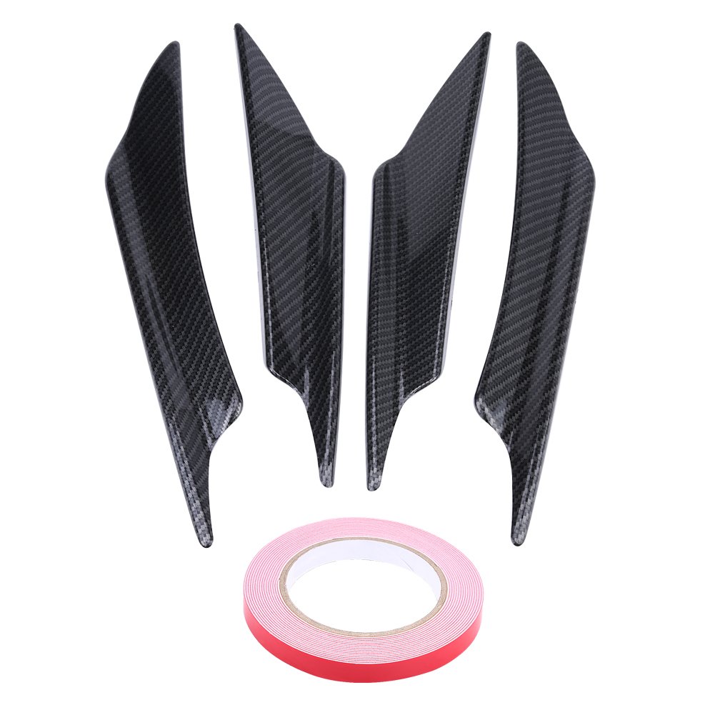 Universal ABS Front Bumper Spoiler Lip Splitter - 4Pcs Carbon Fiber Style Car Body Kit for Enhanced Aerodynamics & Sporty Look - Perfect for Sedans, Coupes & Tuner Cars