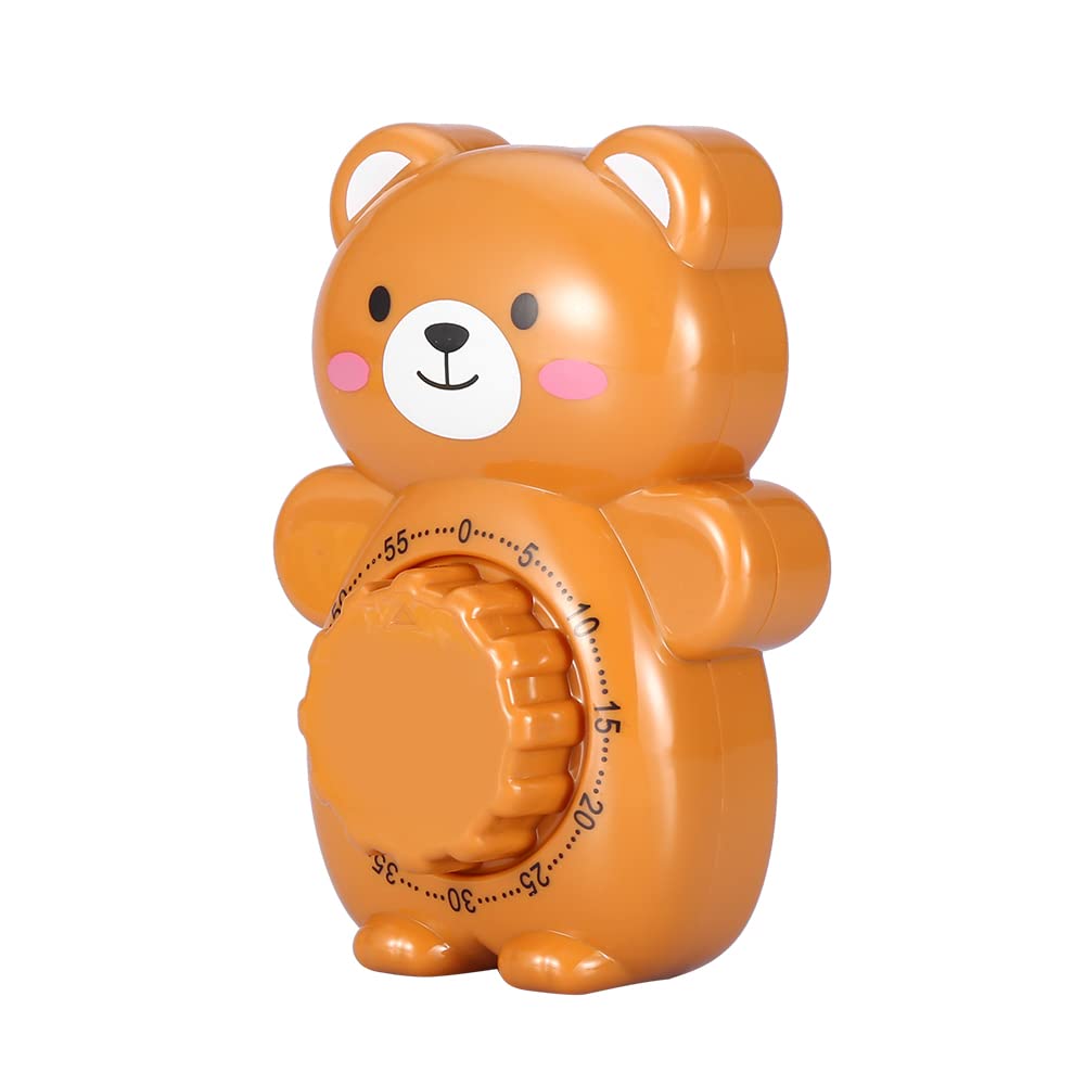 Cute Bear Mechanical Kitchen Timer - Manual Alarm for Cooking & Baking