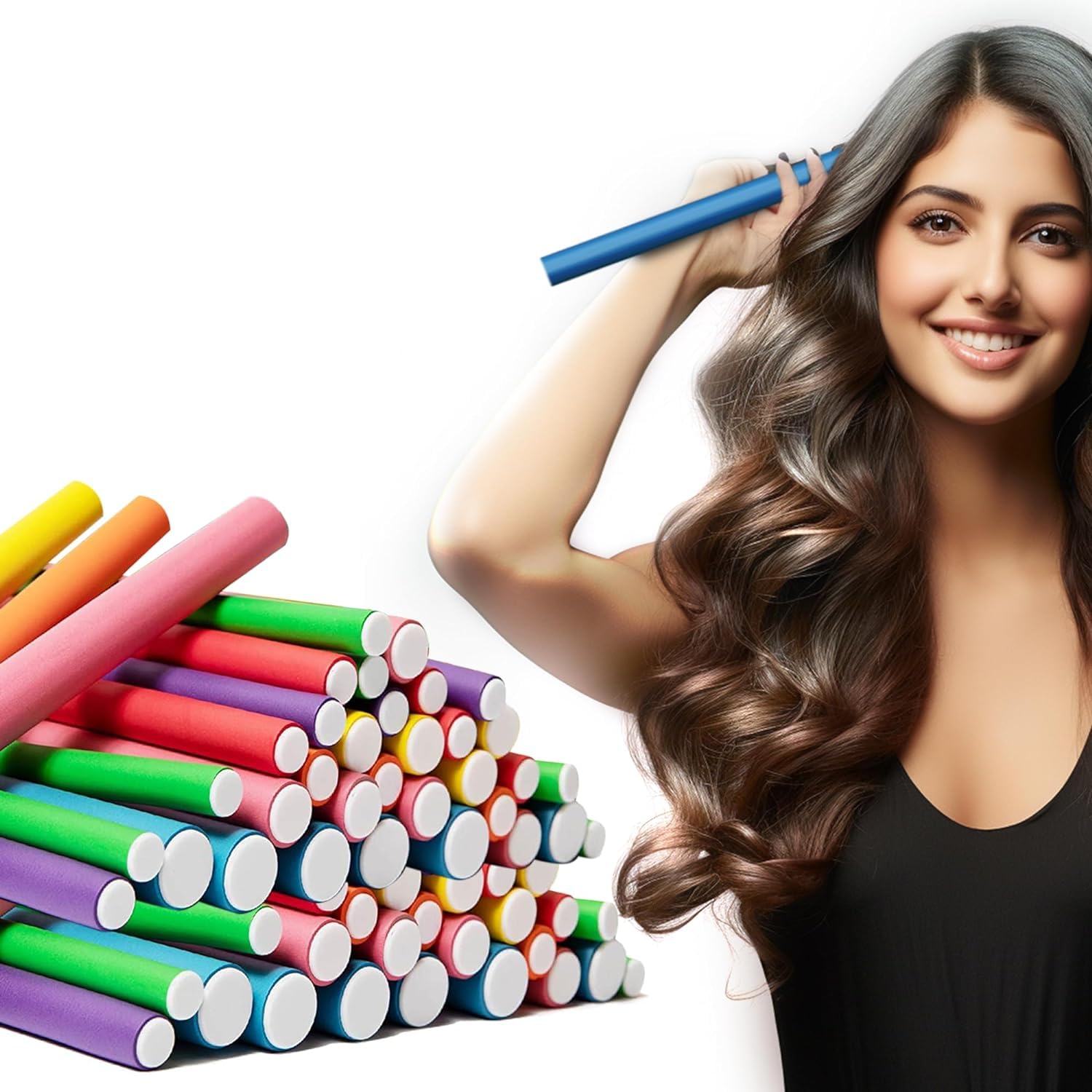 Spiral Hair Curling Flexi Rods Set - 20-Piece Heatless Curlers for Soft Waves & Defined Curls (2 Sizes) | No Heat Hair Styling Tools for Natural Curly Hairstyles | Perfect for Overnight Styling & Damage-Free Hair Care