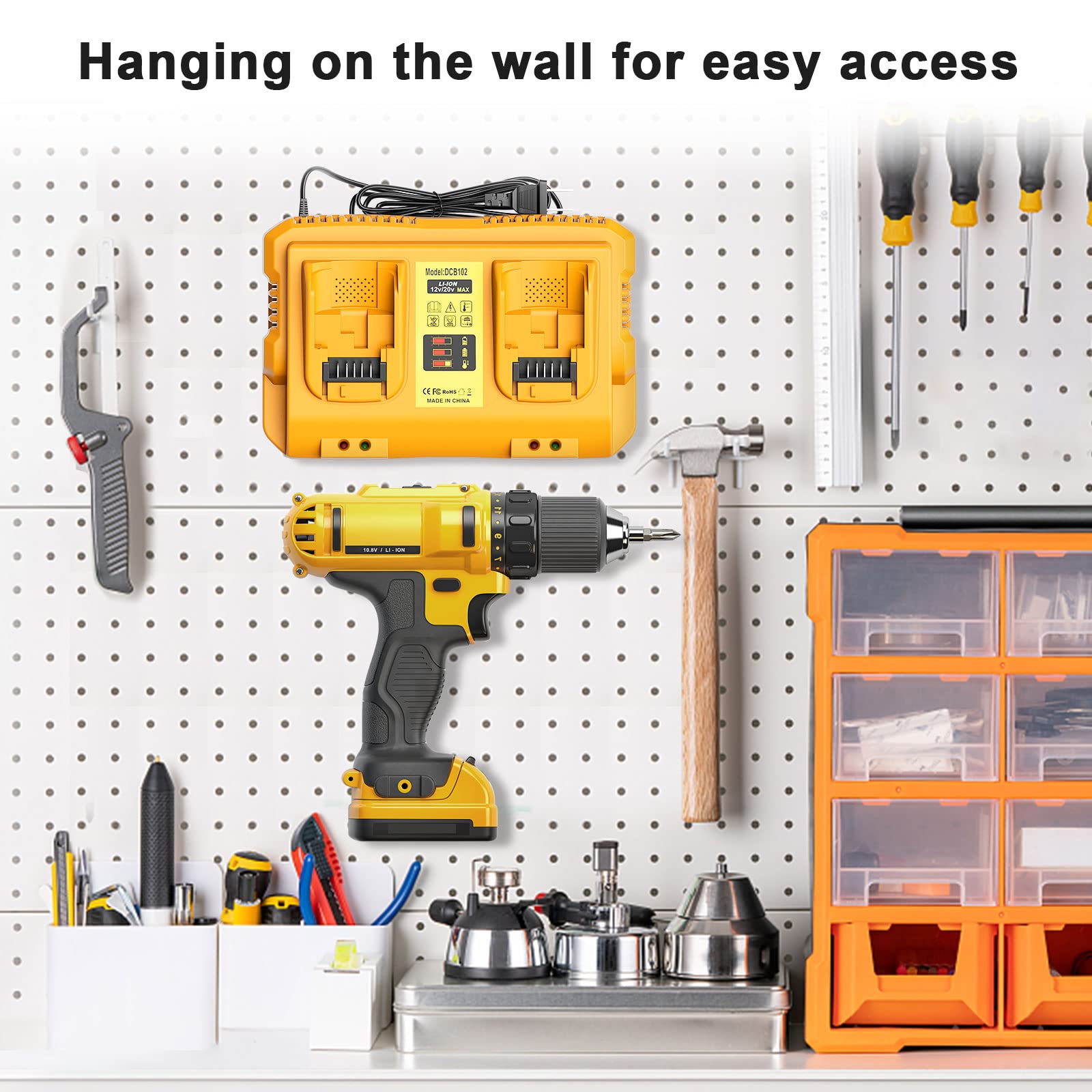 Upgraded 20V 2-Pack Replacement Battery 7000mAh with DCB102 Charger - Compatible with DeWalt 20V Max/12V Power Tools (DCD/DCF/DCG Series) - High Capacity Lithium-Ion Battery for Cordless Drills, Saws & Power Tools - Perfect for Construction, Woodworking & DIY Projects