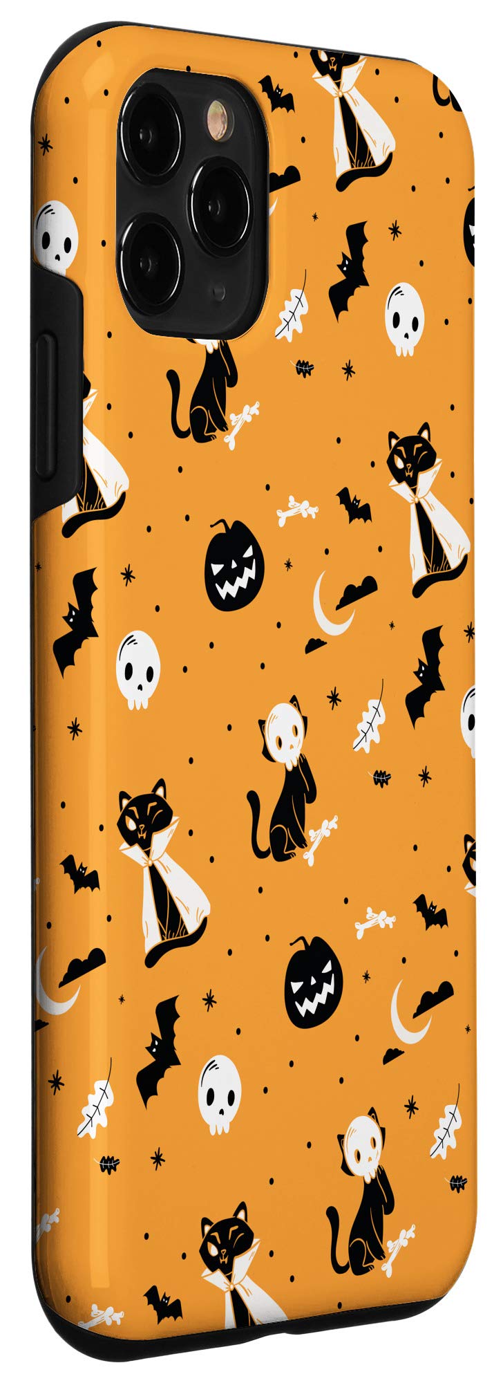 Halloween iPhone 11 Pro Case - Pumpkin, Jack-o'-Lantern, Cat & Bats Design | Shockproof Protective Phone Cover for Fall Festival, Trick or Treating & Spooky Season