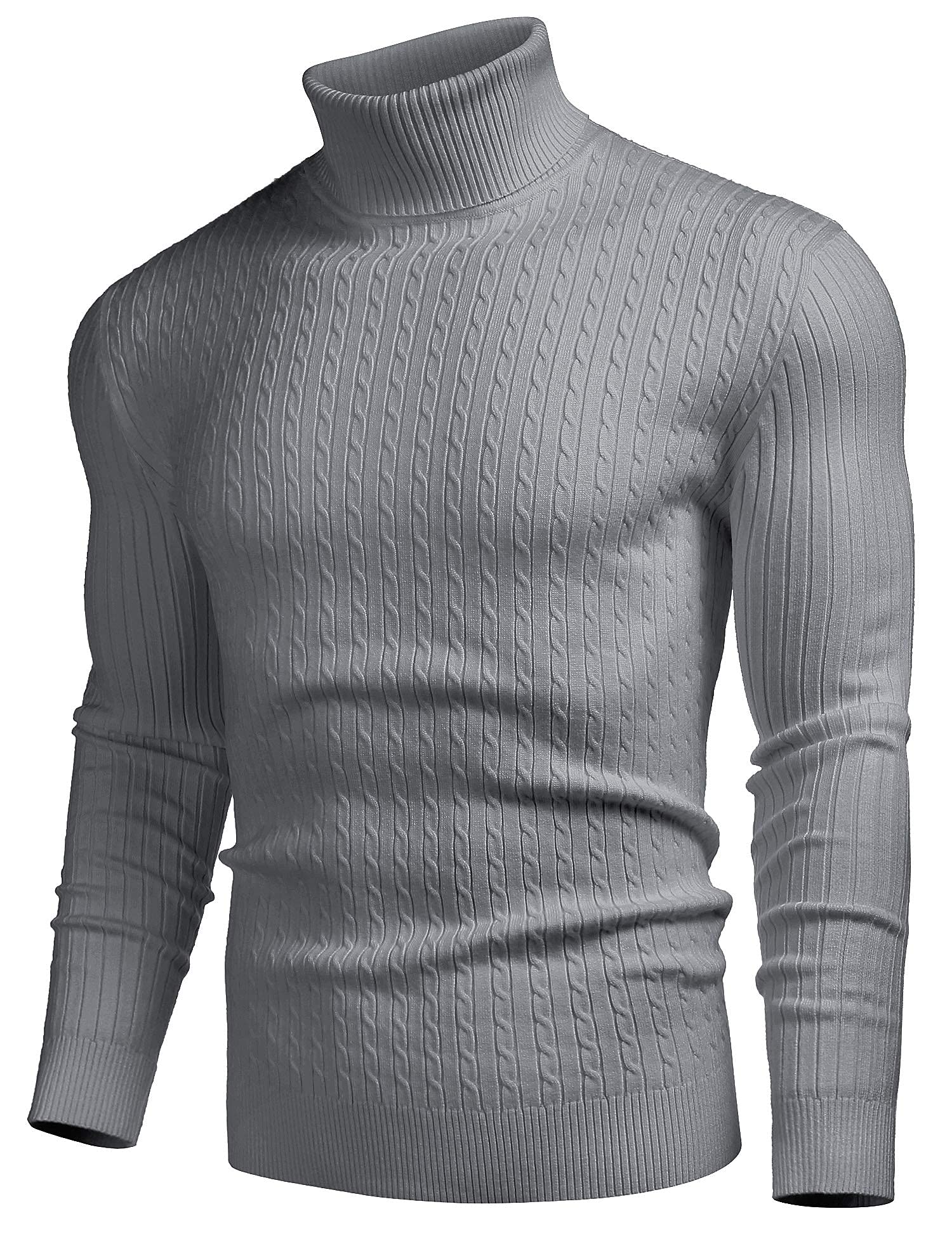 COOFANDY Men's Slim Fit Turtleneck Sweater - Casual Twist Pattern Knit Pullover for Winter, Fall & Spring | Office Wear, Date Night, Business Casual Outfits