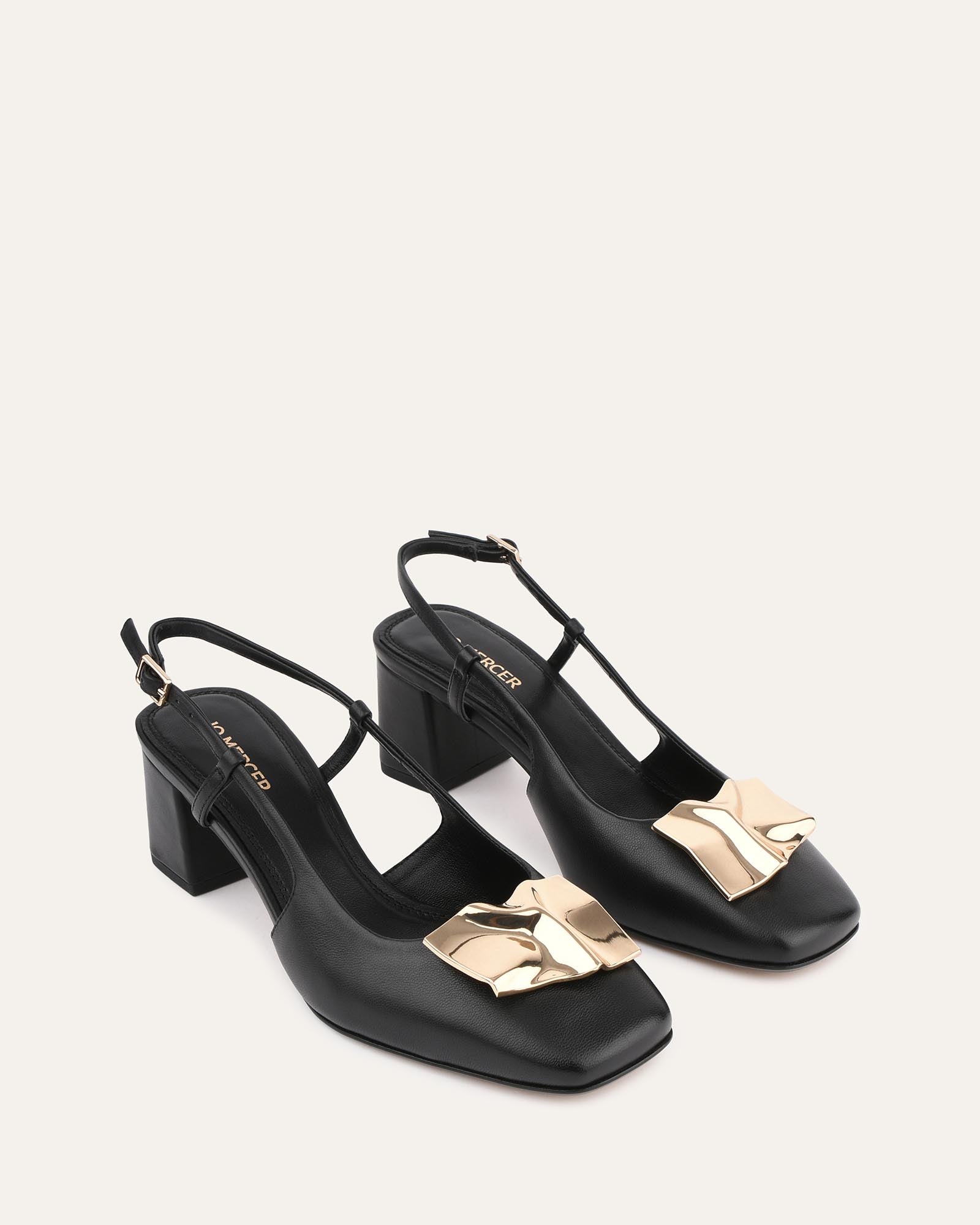 Petra Low Heels - Black Leather Women's Shoes for Work, Office & Casual Wear | Comfortable & Stylish Footwear