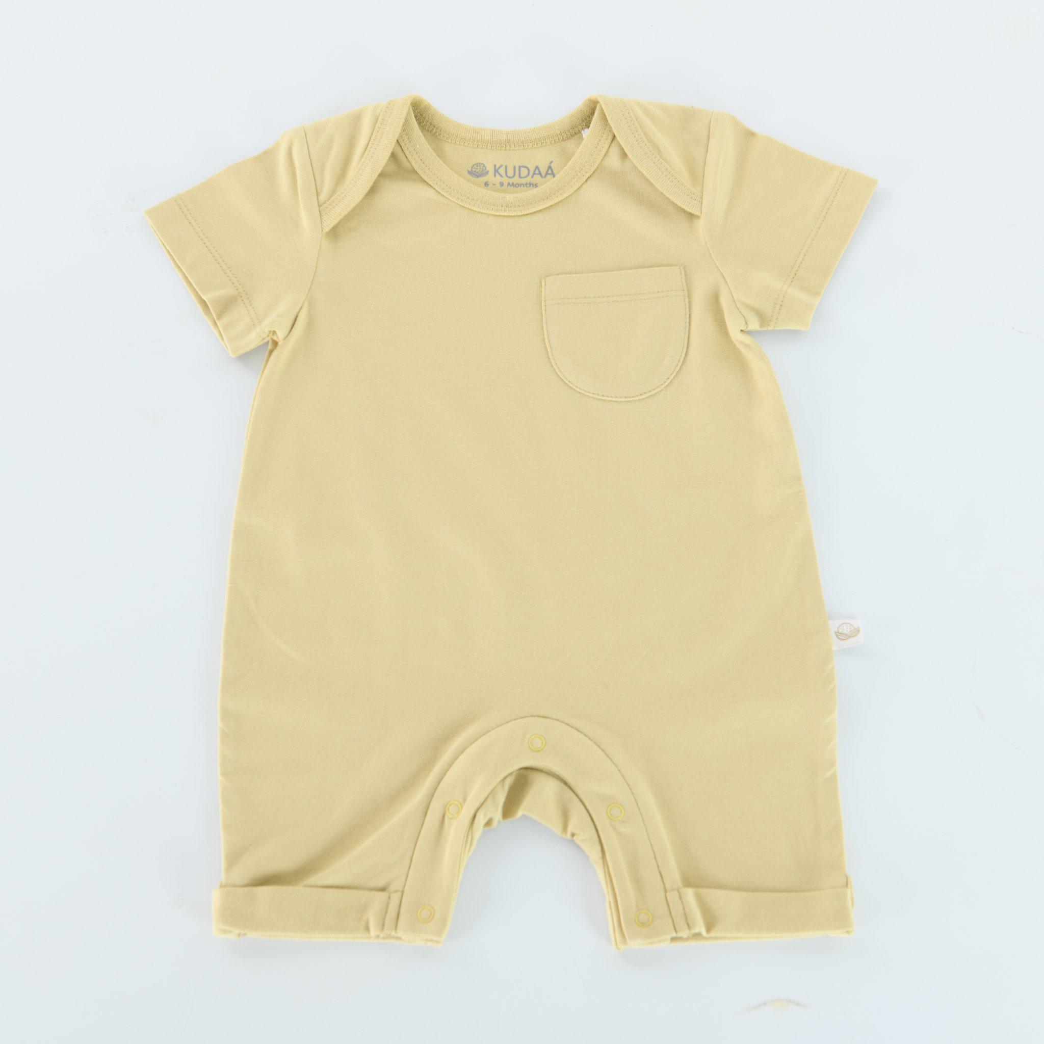 Organic Pick a Pocket Romper - Green Tea Color | Soft Baby Jumpsuit for Boys & Girls | Perfect for Playtime, Daycare & Family Outings