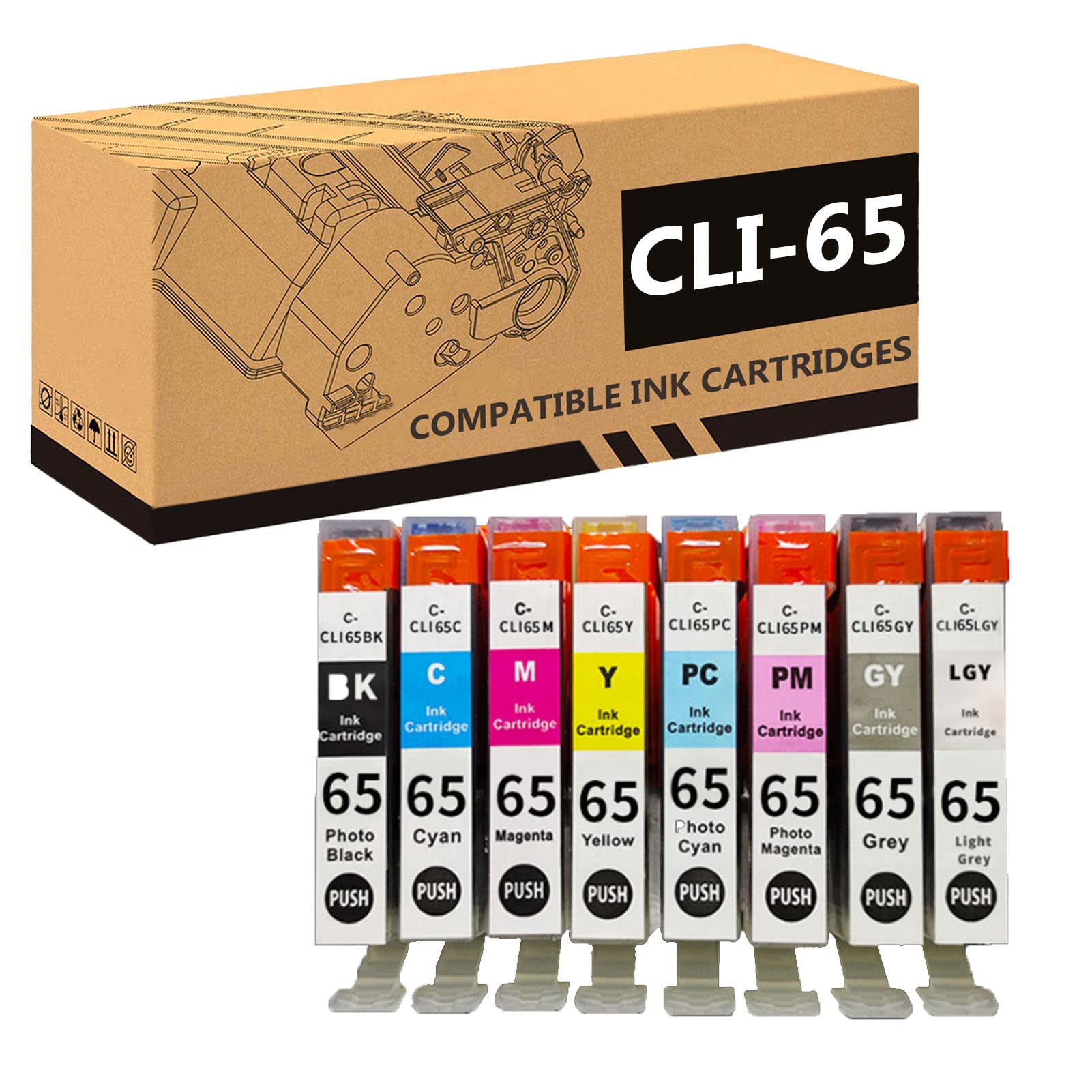 Canon PIXMA PRO-200A3+ Compatible Ink Cartridge Replacement - ZLOR CLI-65 (1 Set) - High-Quality Printer Ink for Office & Home Use, Perfect for Photo Printing, Documents & Professional Projects