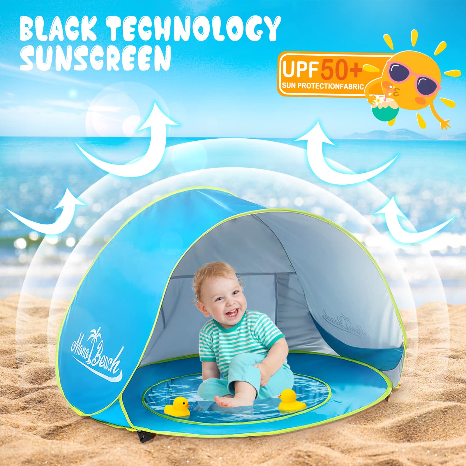 Monobeach Baby Beach Tent - Portable Pop Up UV Protection Sun Shelter for Infants & Toddlers - Perfect for Pool, Beach, and Outdoor Family Trips