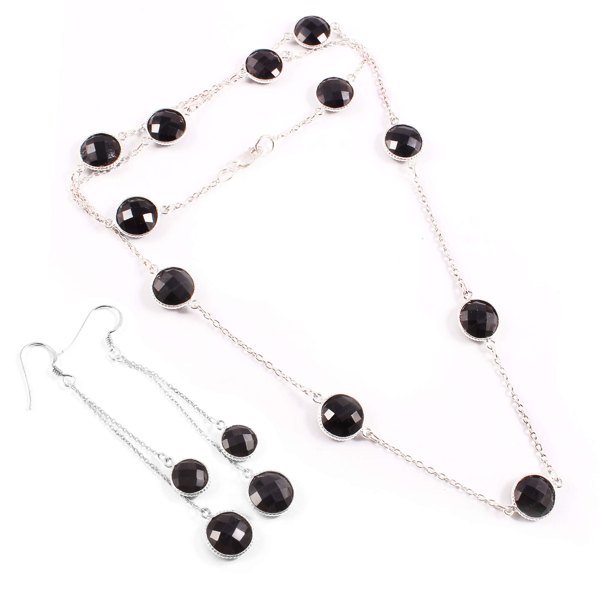 Ratnagarbha Black Spinel Necklace - Solitaire Bezel Set Gemstone Jewelry with Round Cut Black Spinel on Curb Chain | Elegant Black Color Necklace for Women, Perfect for Evening Wear, Parties & Special Occasions