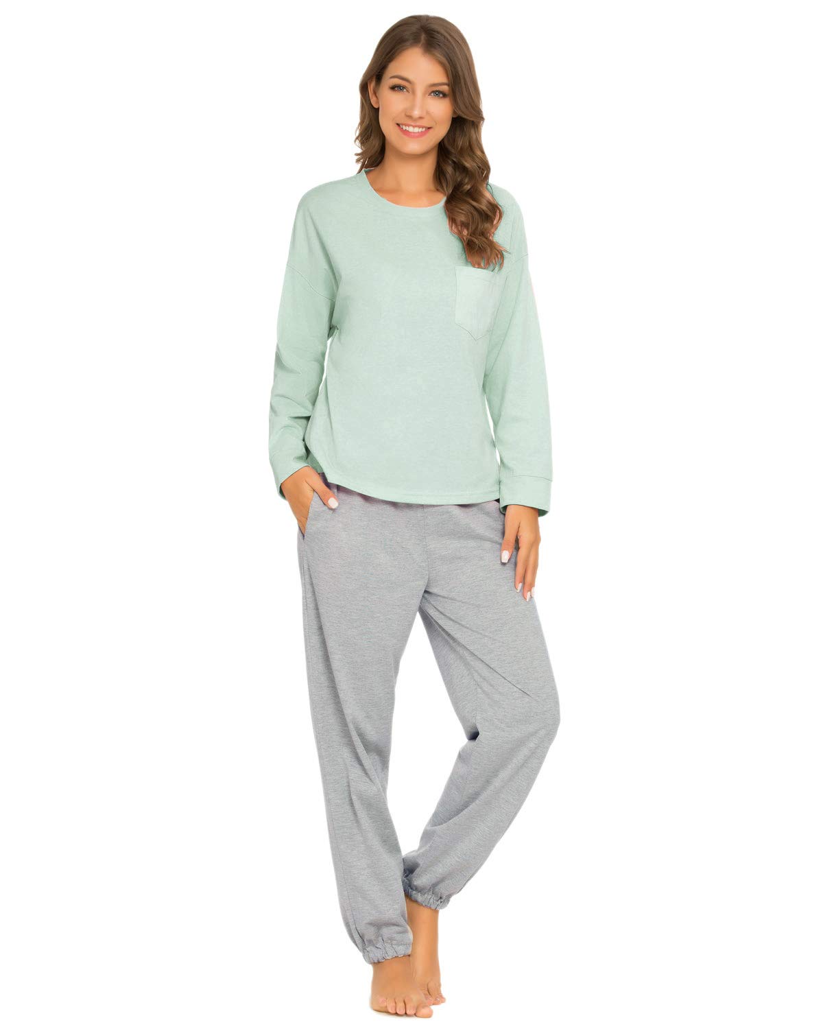 TOP-VIGOR Women's Pajama Sets - Soft Long Sleeve Sleepwear & Lounge Wear 2-Piece Set with Jogger Pants - Cozy Nightwear for Women | Perfect for Sleeping, Relaxing at Home, and Lounging
