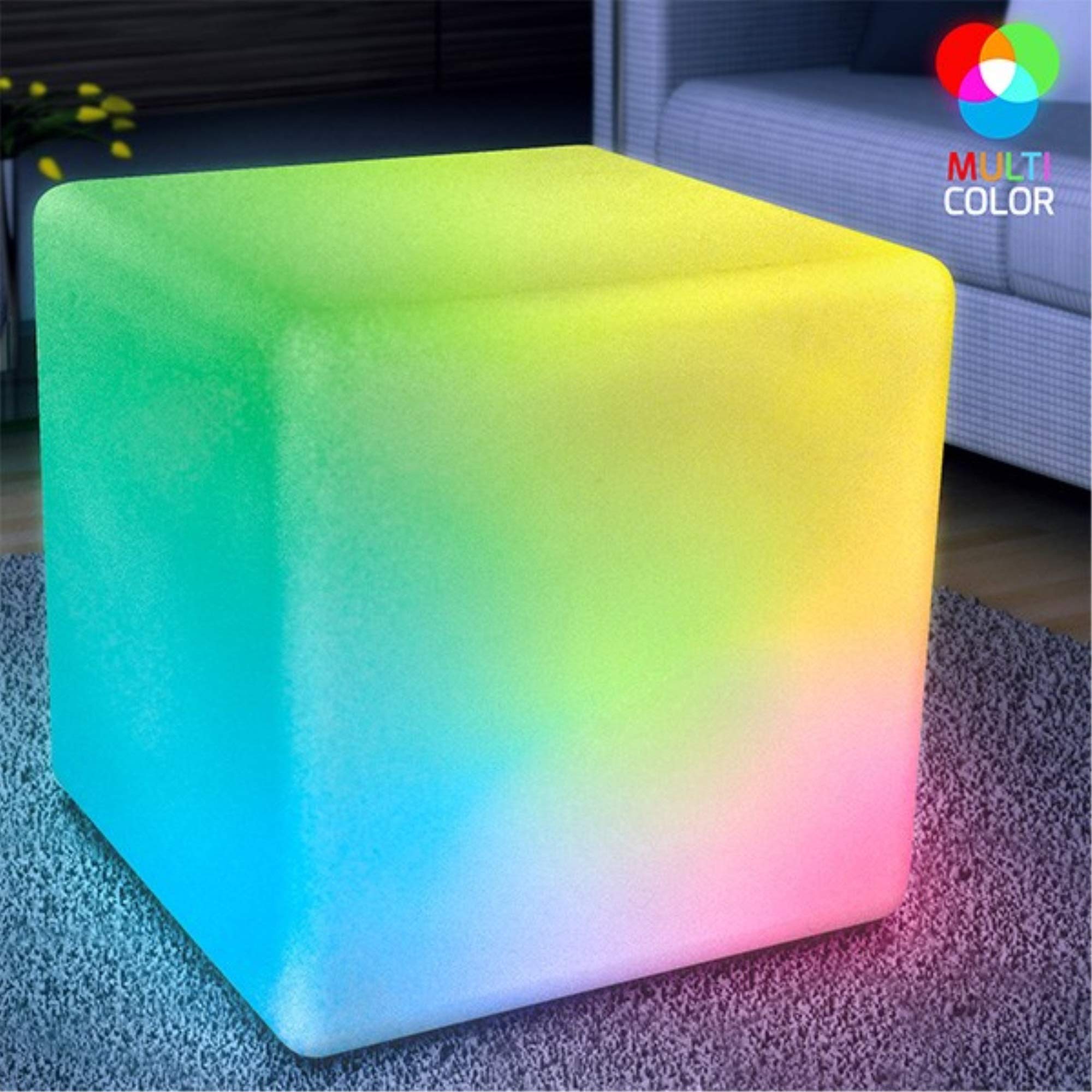 Modern LED Cube Light Chair - Multi-Purpose Stool & Side Table for Living Room, Bedroom, and Outdoor Decor - Dimmable Ambient Lighting Furniture