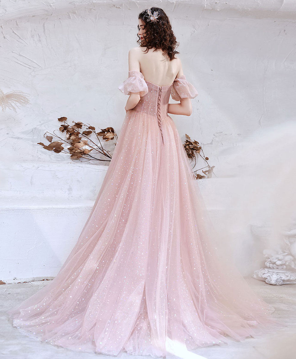 Elegant Pink A-Line Tulle Long Prom Dress for Women - Formal Evening Party Gown - Perfect for Homecoming, Prom Night, Wedding & Special Occasions