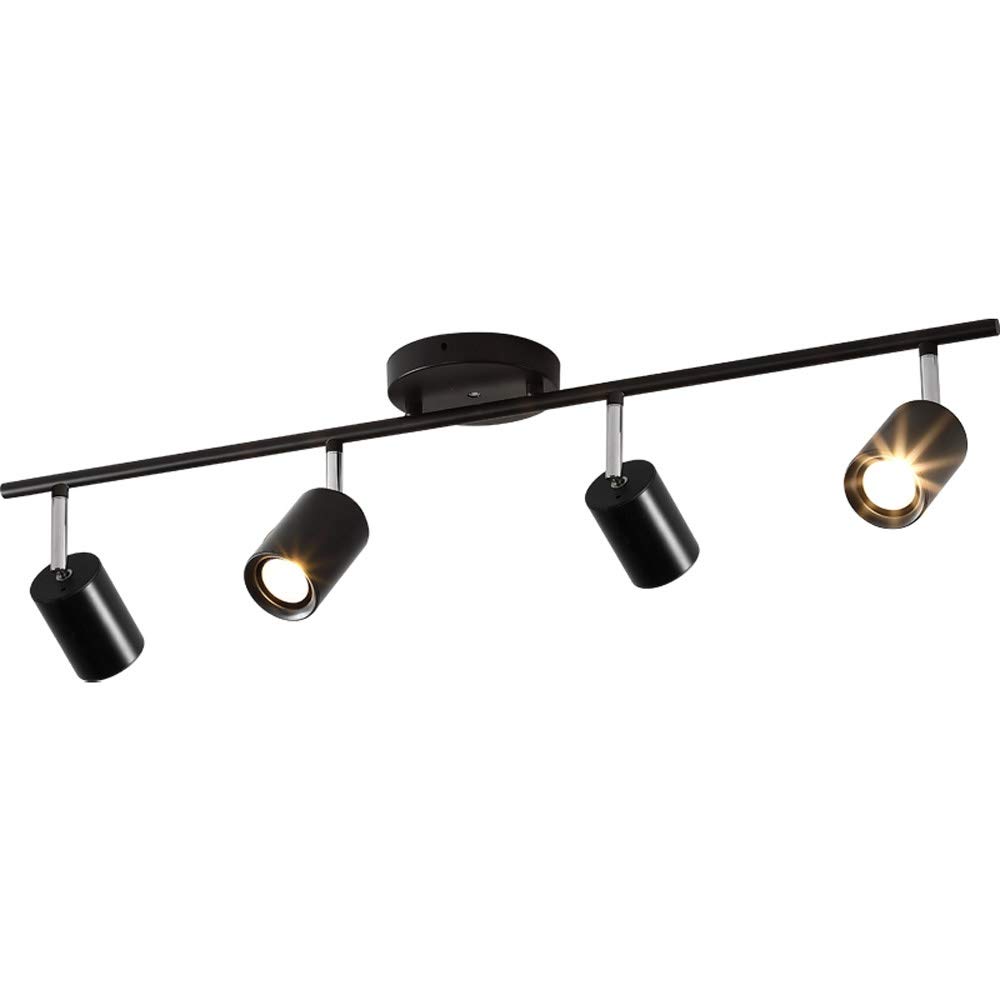 Modern 4-Light Track Lighting Fixtures - Adjustable 4-Way GU10 Ceiling Spotlight with Rotatable Heads for Kitchen, Living Room & Retail Spaces (Bulbs Not Included, Black)