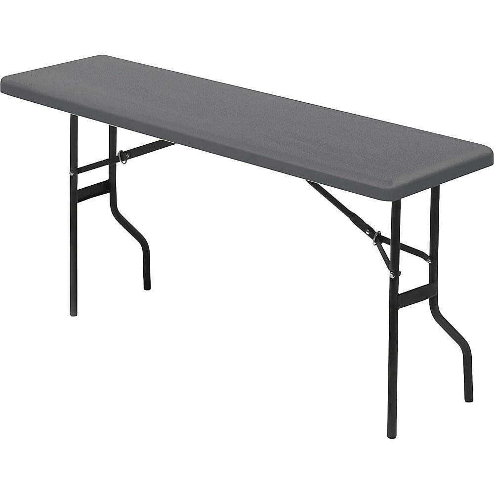 Indestructible Folding Table 18x60 Inches - Heavy Duty Portable Table for Camping, Parties & Outdoor Events - Platinum Finish