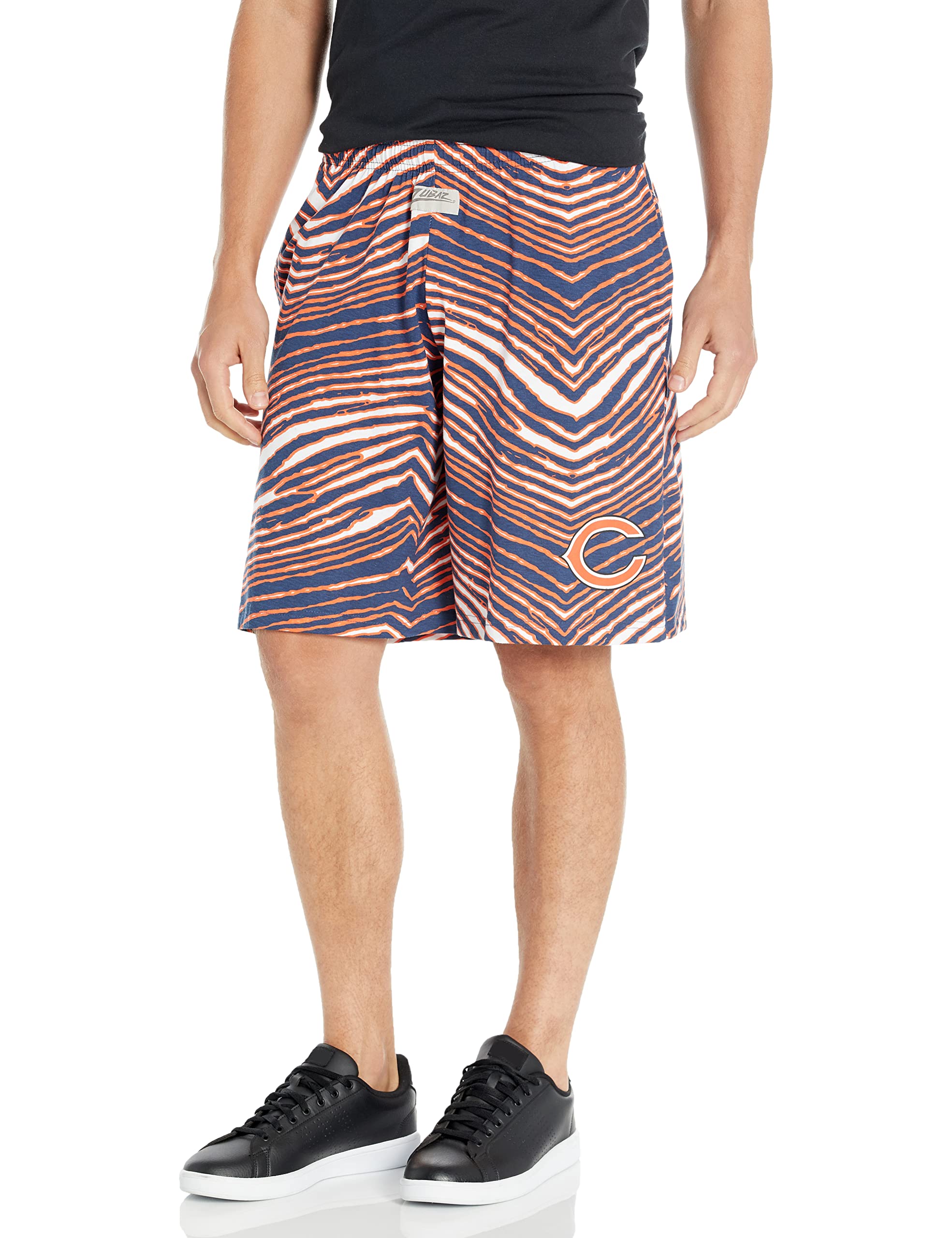 Zubaz NFL Men's Zebra Print Athletic Shorts with Team Logo - Comfortable Workout & Lounge Shorts for Football Fans