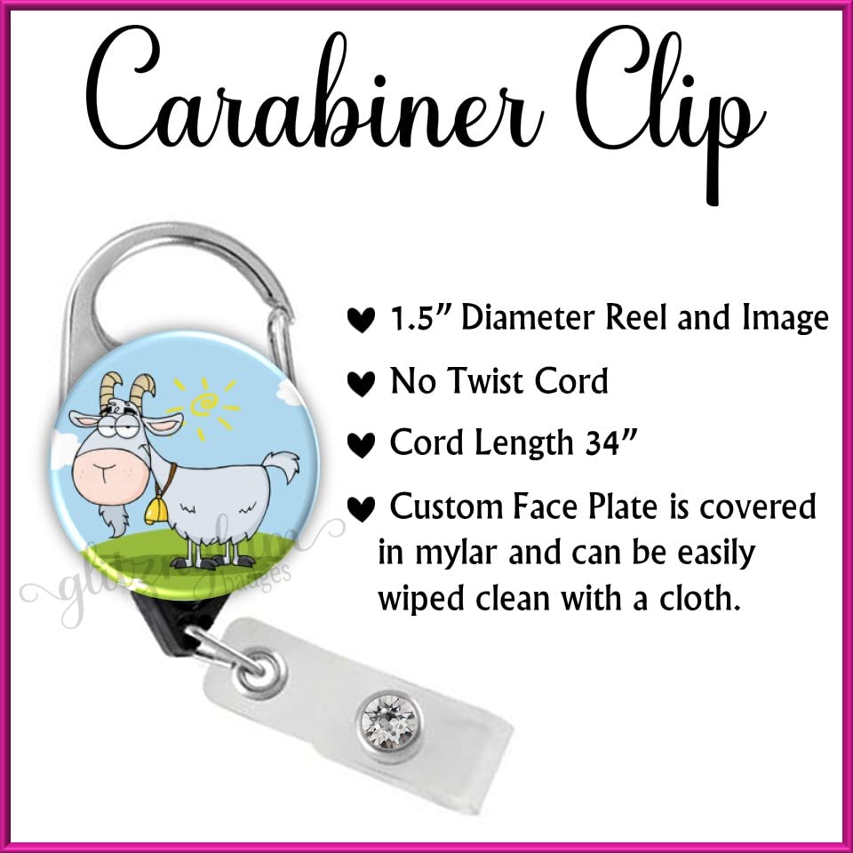 Funny Goat Retractable ID Badge Holder Reel - Office Badge Clip with Lanyard for Nurses, Teachers, Security & Work (Model GG2034) | Perfect for Hospitals, Schools & Corporate Events