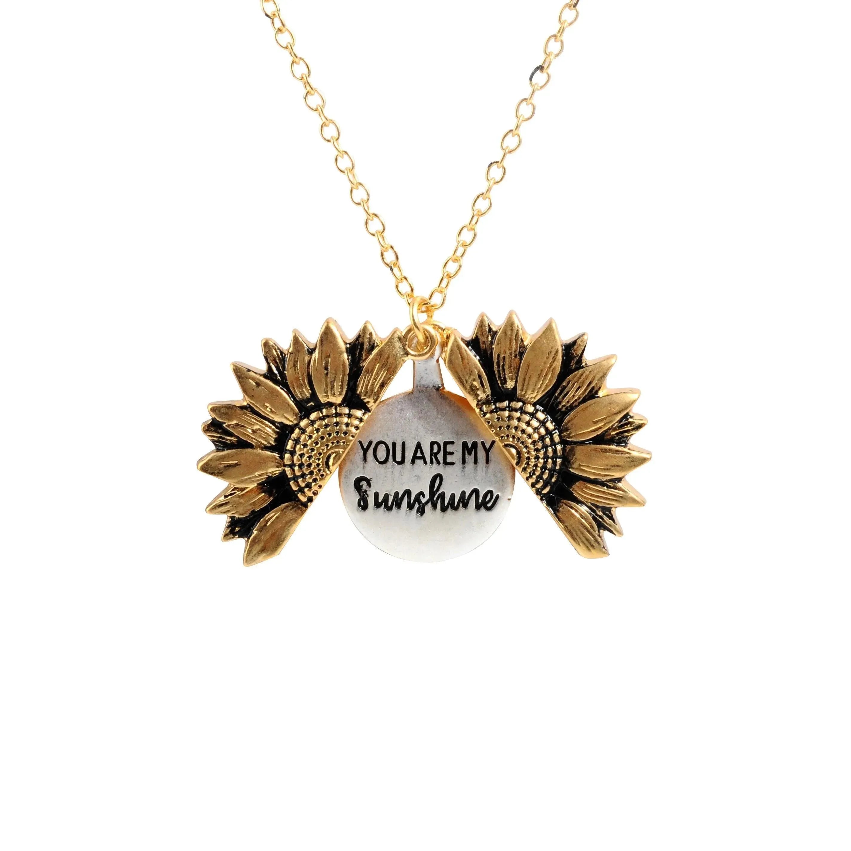 Personalized Sunflower Pendant Necklace with 'You Are My Sunshine' Engraving - Perfect Gift for Mom, Wife, Daughter | Birthday, Anniversary, Valentine's Day Jewelry