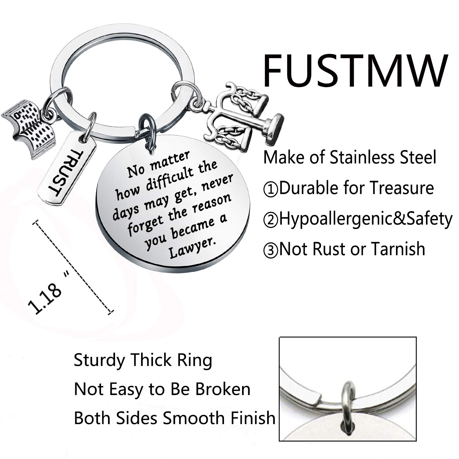FUSTMW Lawyer Keychain - Perfect Graduation Gift for Law Students & Attorneys - Ideal for Bar Exam, Courtroom, and Office Use