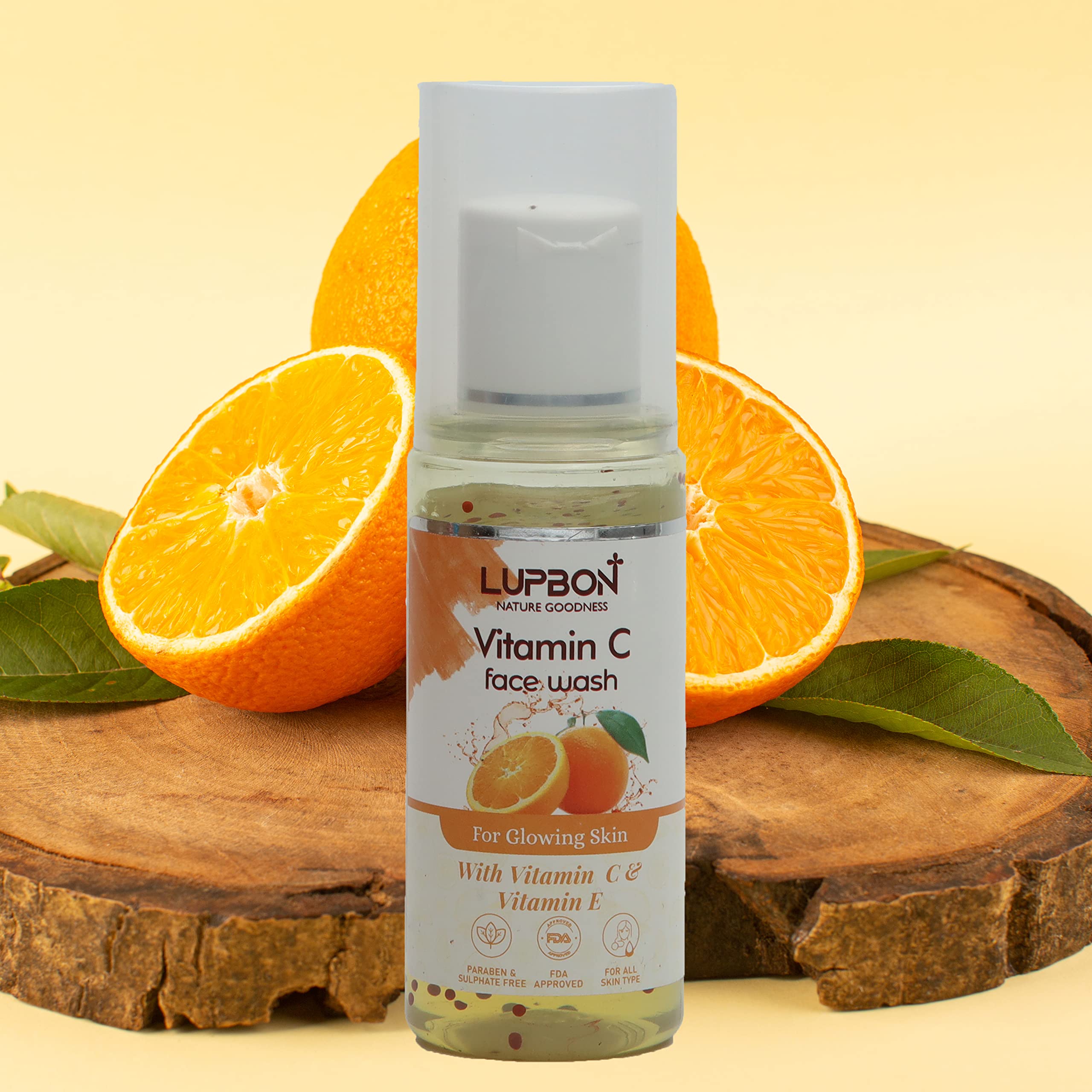 LUPBON Vitamin C & E Face Wash for Natural Skin Glow - 100ml | Brightening & Hydrating Cleanser for Daily Skincare Routine