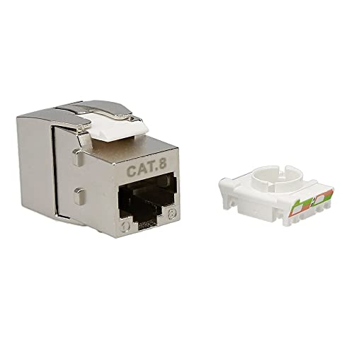 CAT.8 Ethernet Connectors RJ45 Toolless Shielded Keystone Jack - 2 Pack - High-Speed Network Installation for Home & Office Use