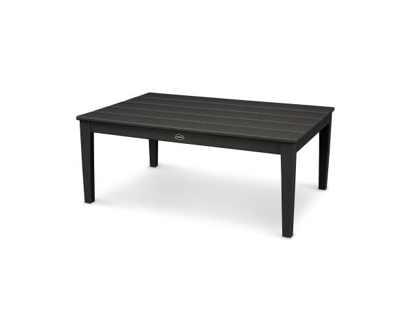 Polywood Black Newport 28 x 42 Inch Outdoor Coffee Table - Weather-Resistant Patio Furniture for Poolside, Deck or Garden Use