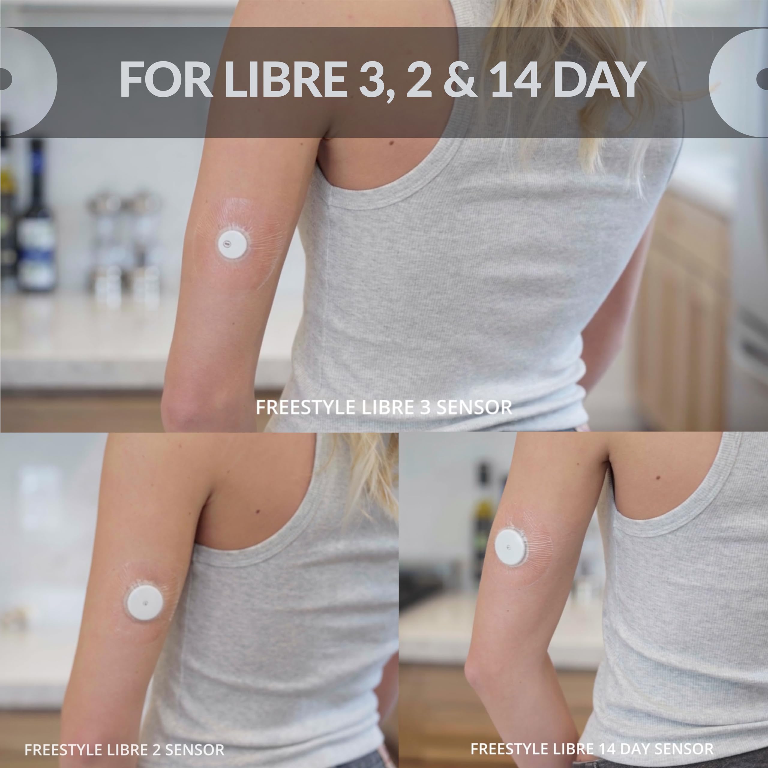 Freestyle Libre 1 2 3 Waterproof Adhesive Patches - 60 Pack with Skin Prep Wipes - Hypoallergenic CGM Sensor Cover for Diabetes Management - Transparent Medical Tape for Swimming, Showering & Active Lifestyle