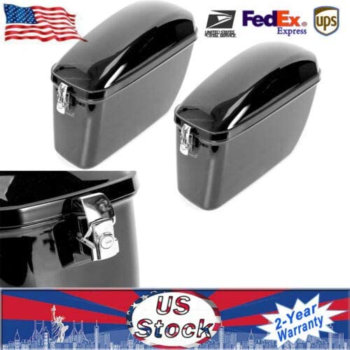 Durable ABS Plastic Motorcycle Saddlebags - Glossy Black Hard Travel Luggage Trunk Case (2-Piece Set, Left & Right) for Harley, Cruiser & Touring Bikes - Perfect for Road Trips, Commuting & Storage