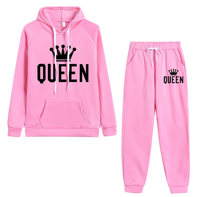 Women's Autumn Winter Hoodie & Fleece Pants 2-Piece Tracksuit Set - Cozy Casual Jogging Outfit for Running, Lounging & Streetwear Fashion