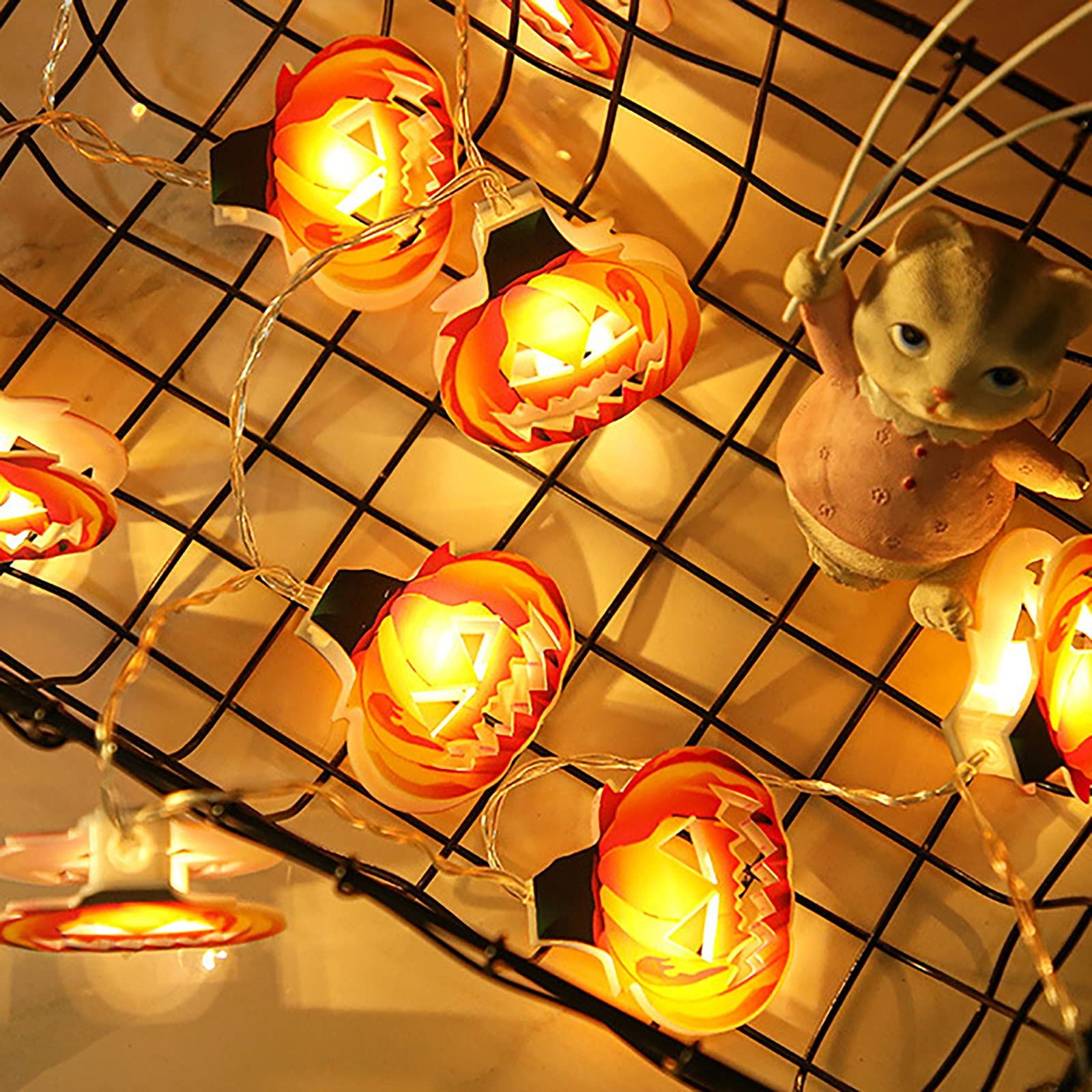 20 LED Halloween Pumpkin String Lights - 3m Orange LED Fairy Lights for Outdoor Decor, Halloween Party, Garden, Porch, and Patio Lighting