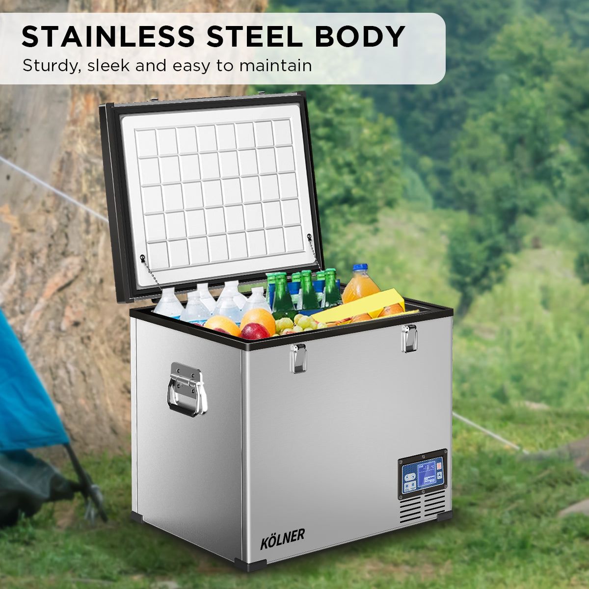 Kolner 95L Portable Fridge Chest Freezer with LCD Panel - 12V/24V DC & 110V AC RV, Car, Truck, Camping, Tailgating, Outdoor Adventure Refrigerator Cooler