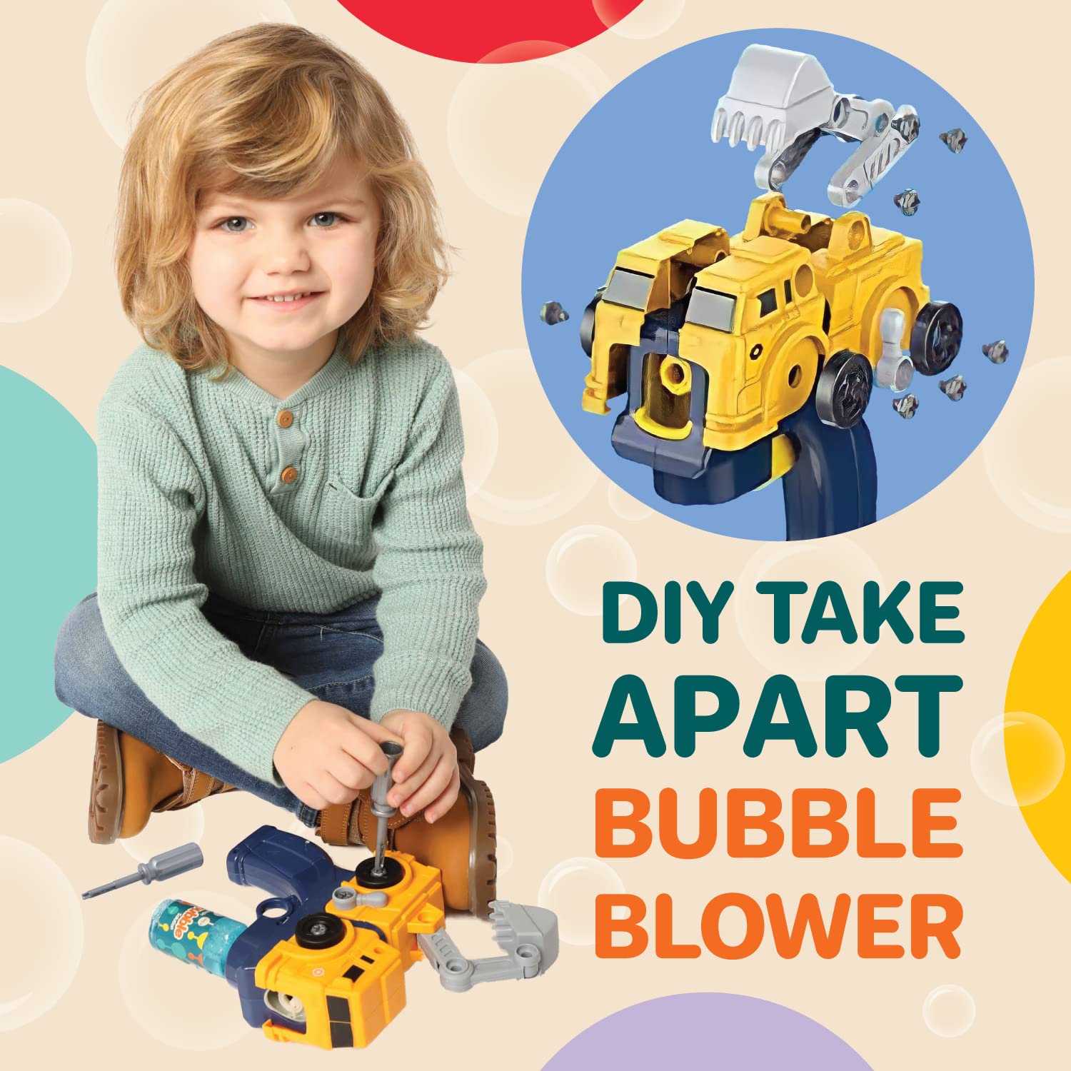 **2-Pack Bubble Blaster Guns with 4 Bubble Solutions – STEM Take Apart Bubble Toys for Toddlers Ages 3-5 | Outdoor Summer Fun, Birthday Gifts, Party Favors for Kids | Bubble Machine & Blower for Backyard, Park & Beach Play**